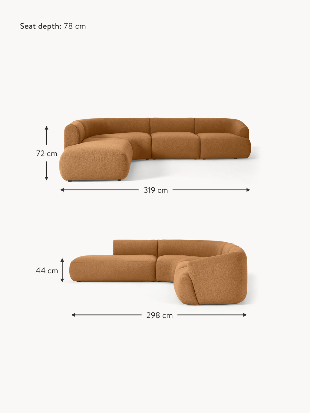 Sofia Modular Bouclé Corner Sofa (4-seater)