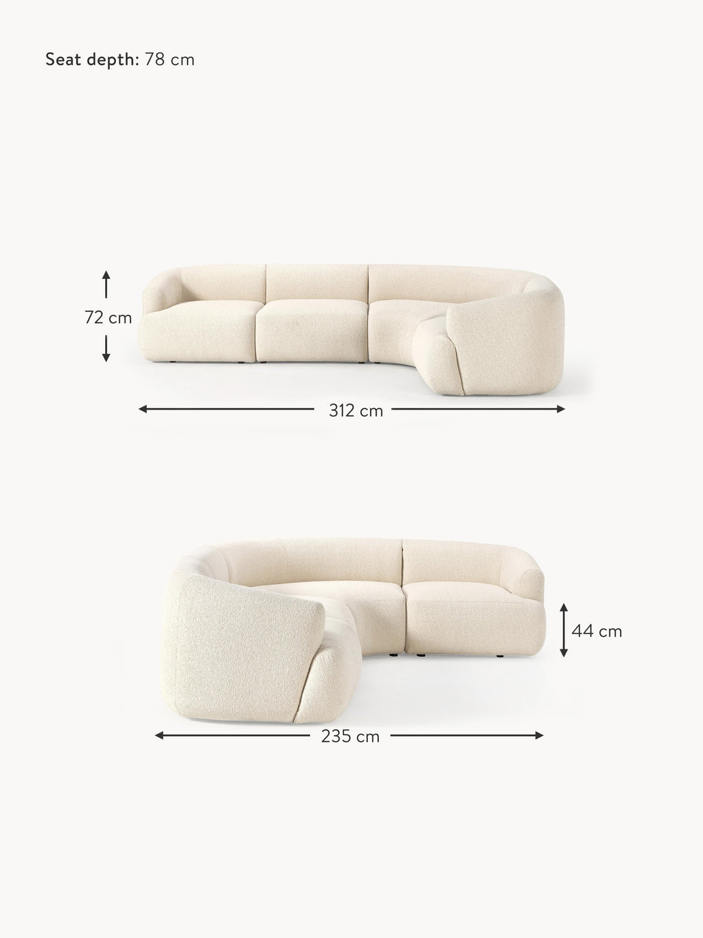 Sofia Modular Bouclé Corner Sofa (4-seater)