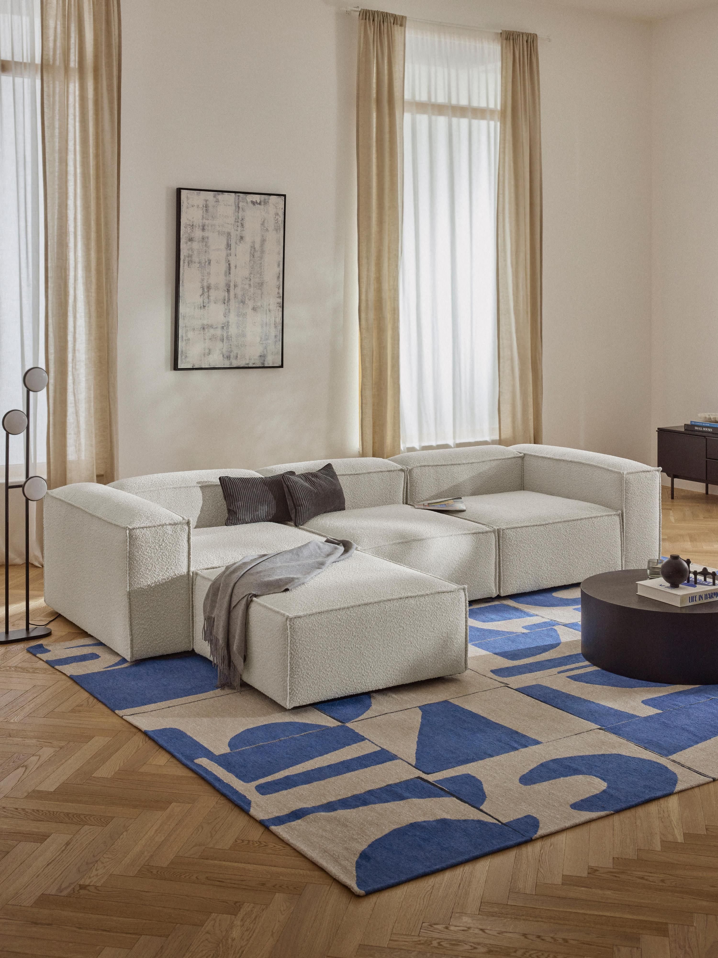 Lennon Bouclé Modular Sofa (4-seater) with Ottoman (left/right)