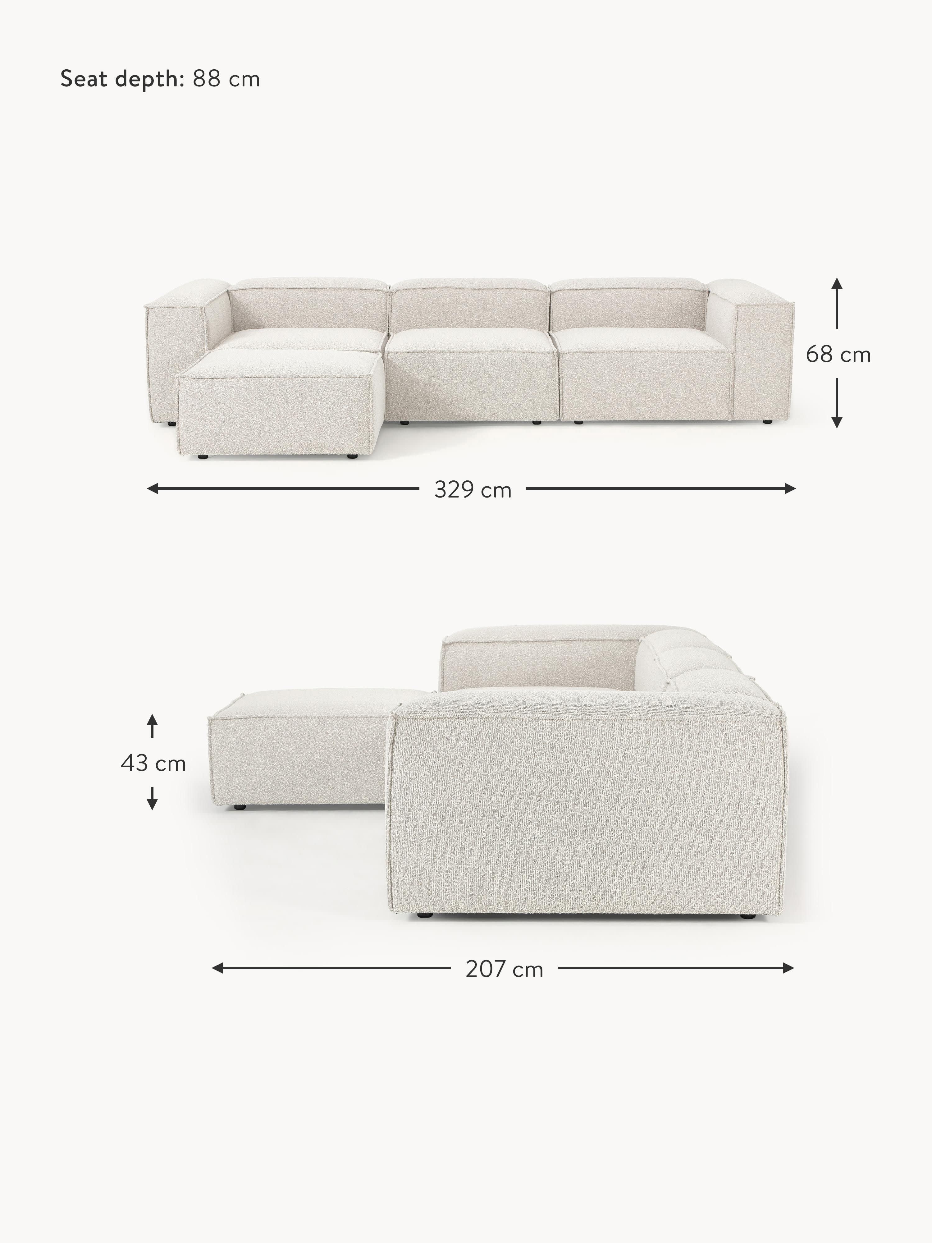 Lennon Bouclé Modular Sofa (4-seater) with Ottoman (left/right)