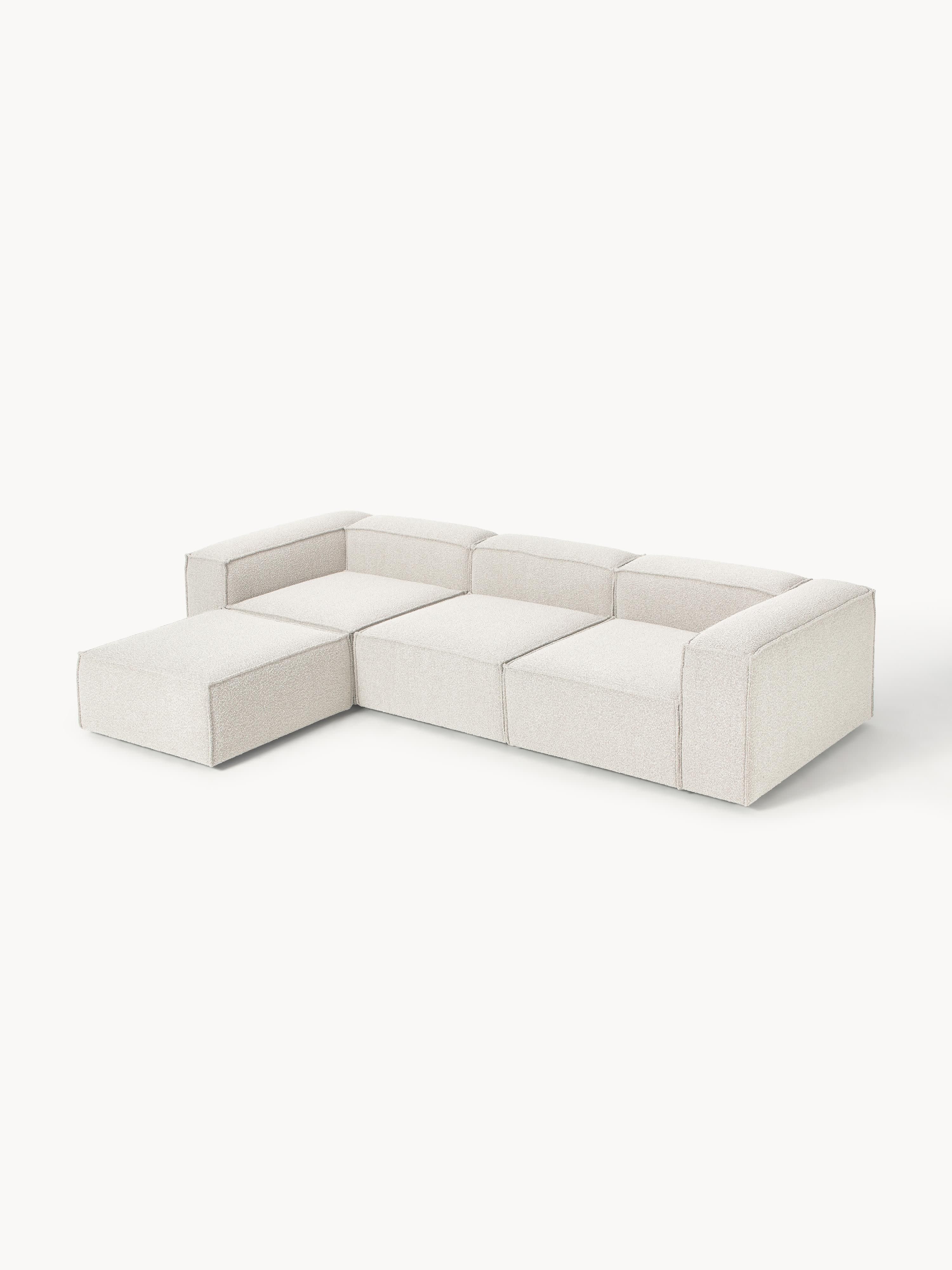 Lennon Bouclé Modular Sofa (4-seater) with Ottoman (left/right)