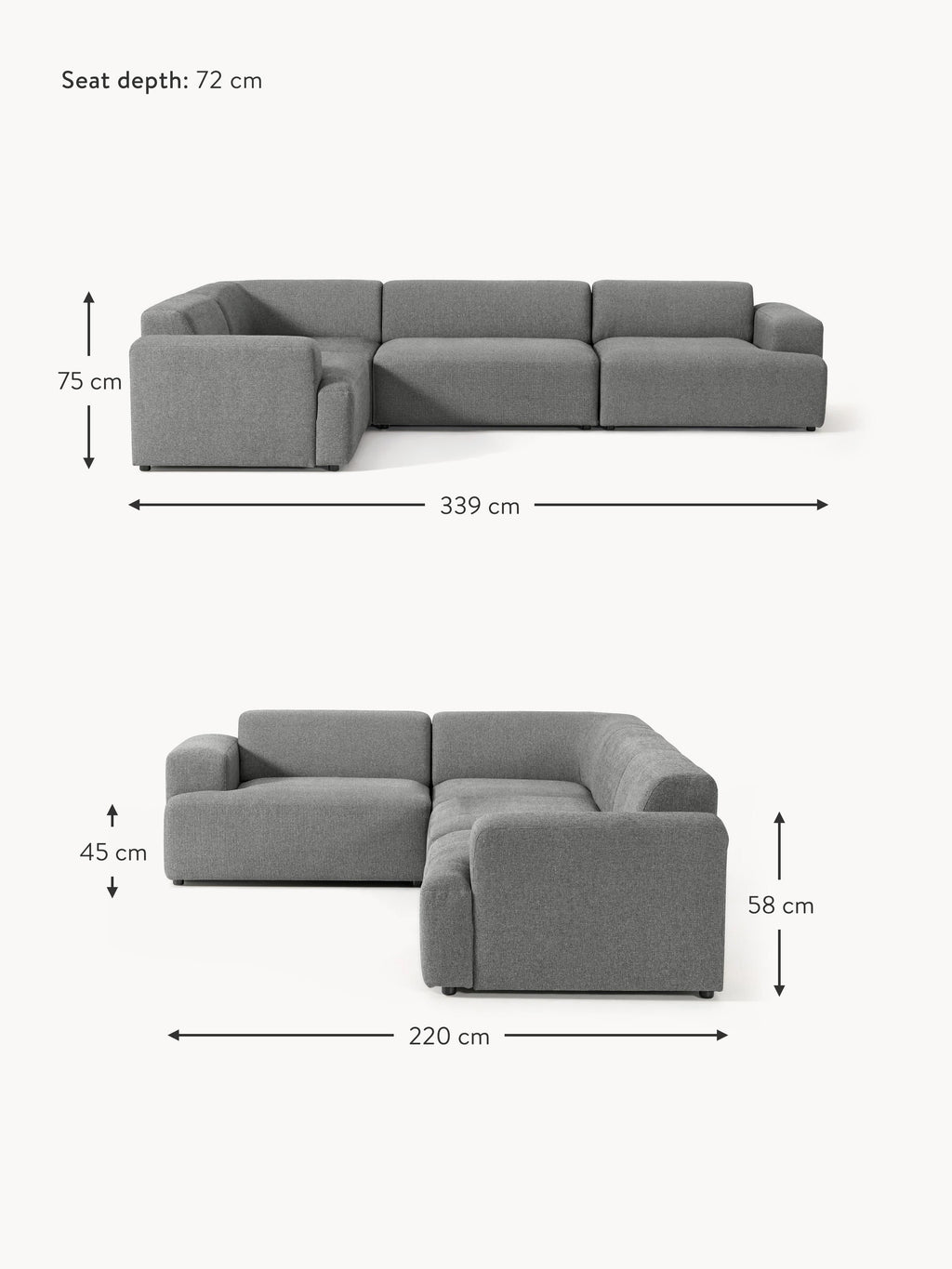 Melva Large Corner Sofa (4-seater)
