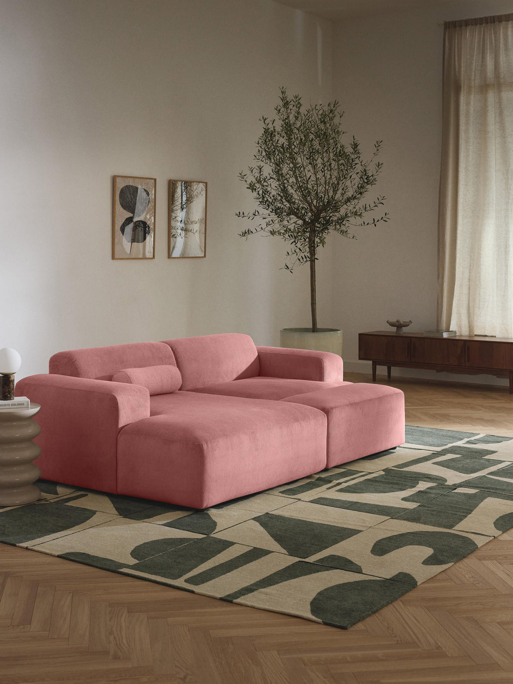 Melva XL Corduroy Ottoman, W 116 x D 42 cm
