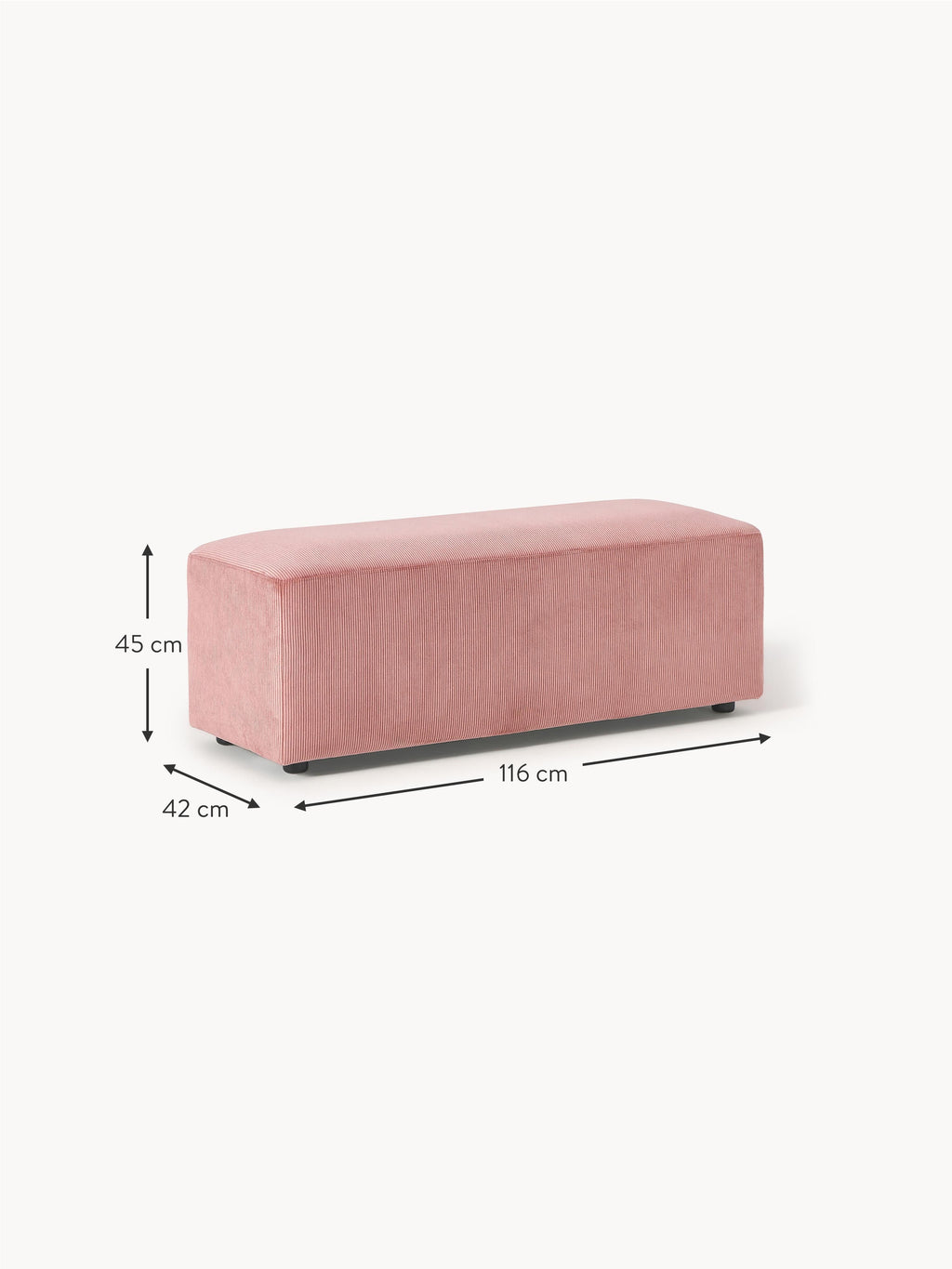 Melva XL Corduroy Ottoman, W 116 x D 42 cm