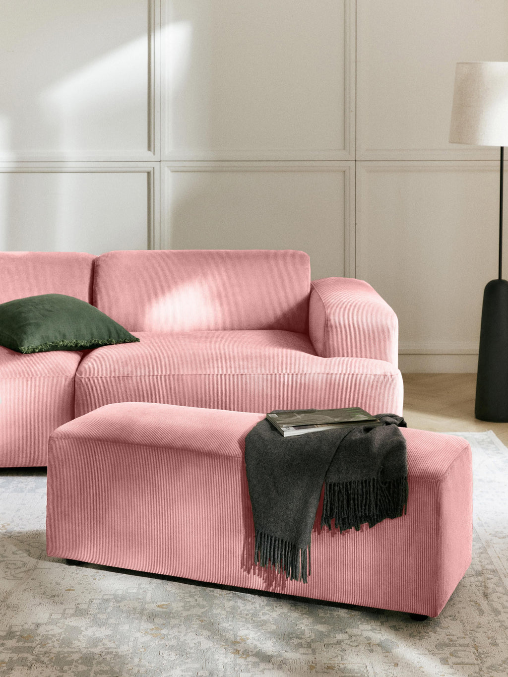 Melva XL Corduroy Ottoman, W 116 x D 42 cm