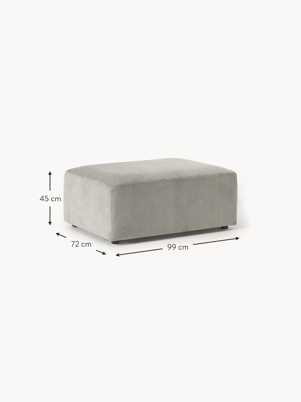 Melva Corduroy Ottoman, W 99 x D 72 cm