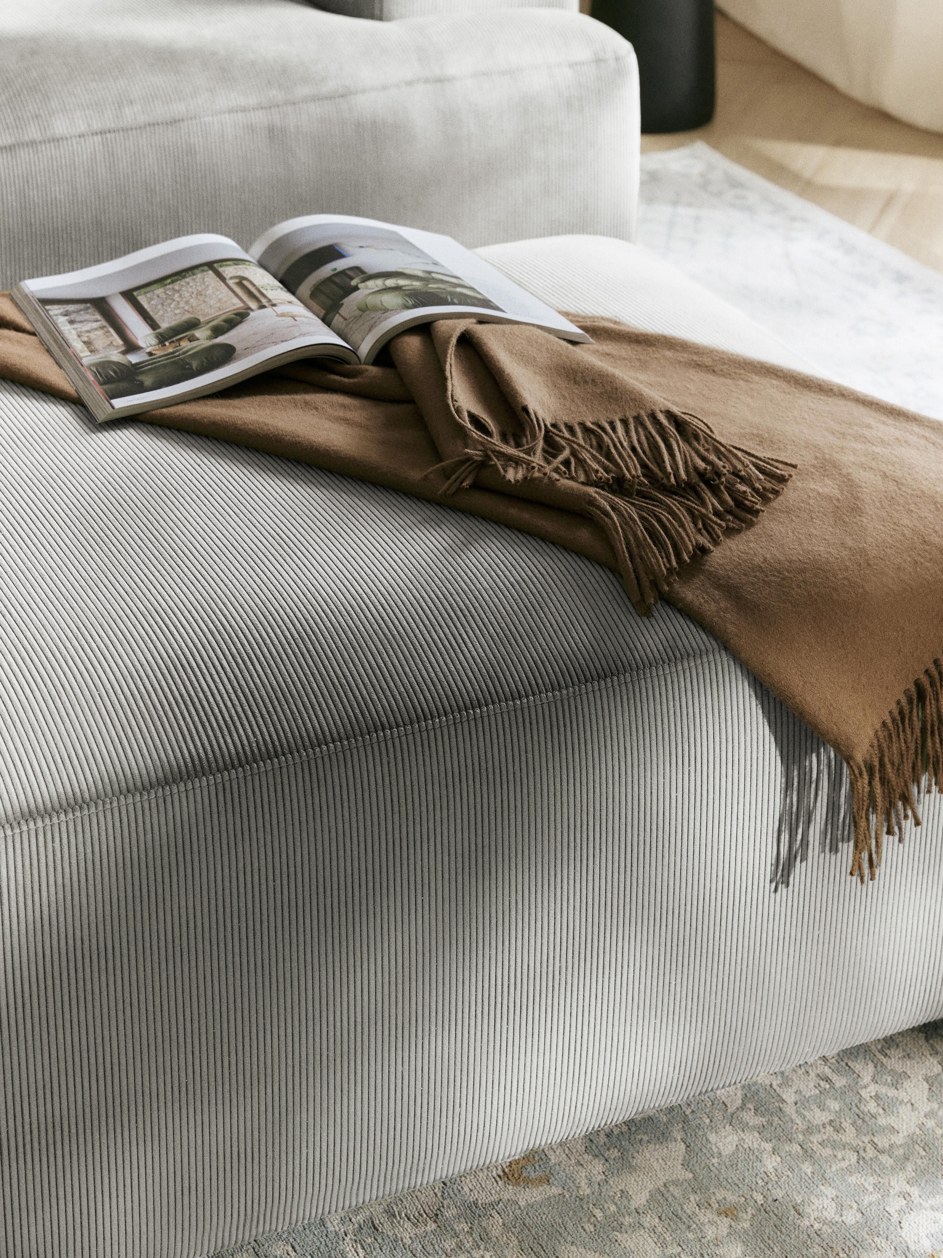 Melva Corduroy Ottoman, W 99 x D 72 cm