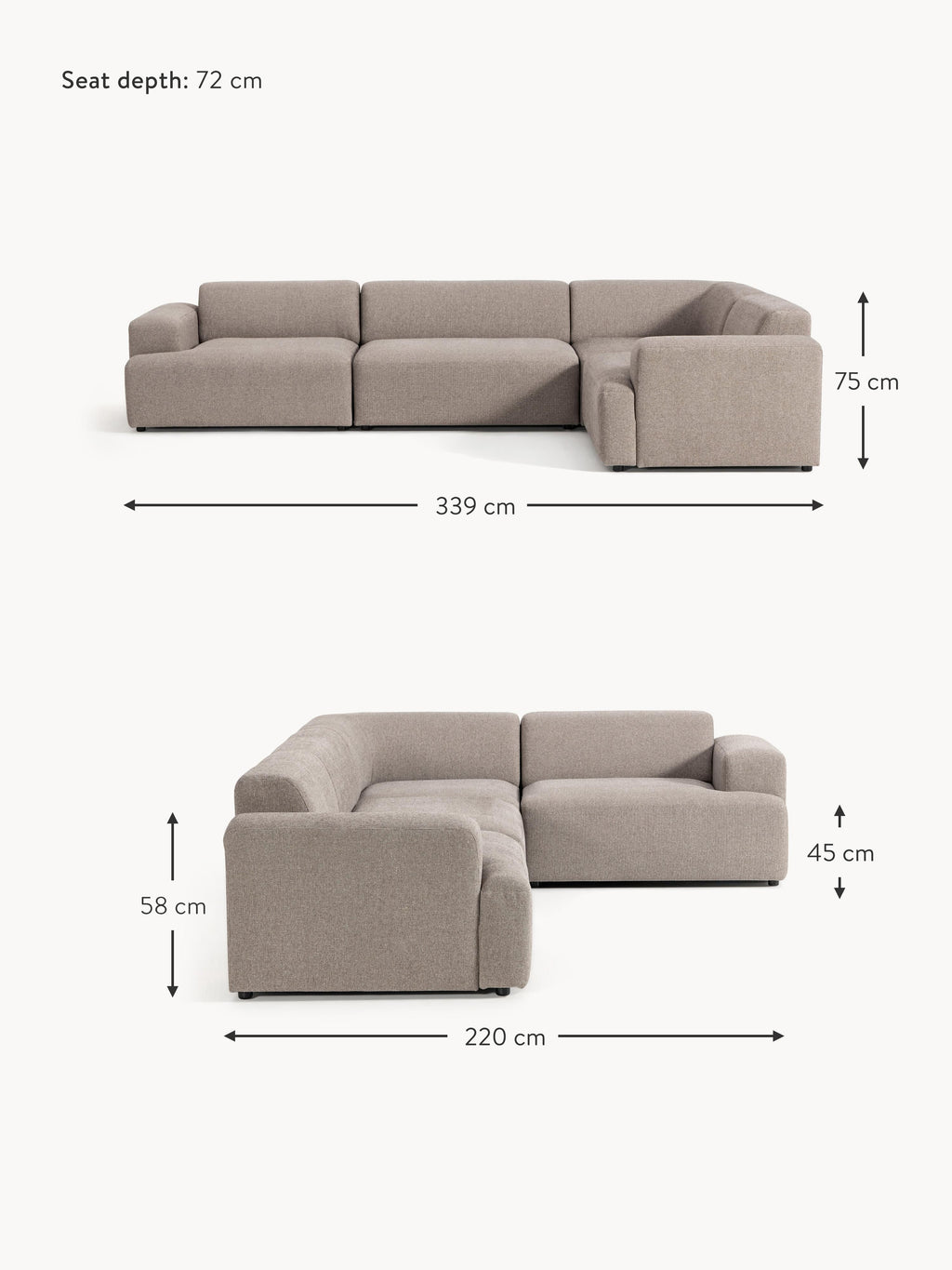 Melva Large Corner Sofa (4-seater)