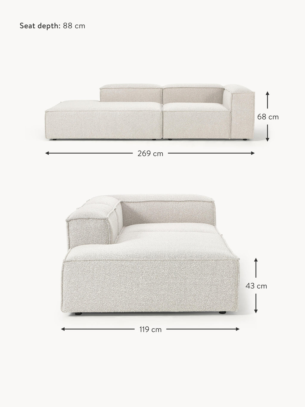 Lennon Bouclé Modular Ottoman