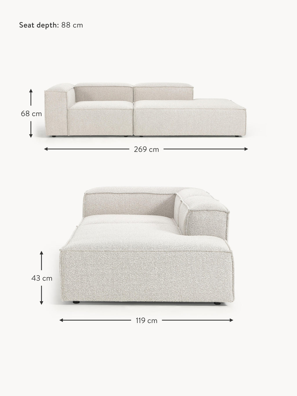 Lennon Bouclé Modular Ottoman