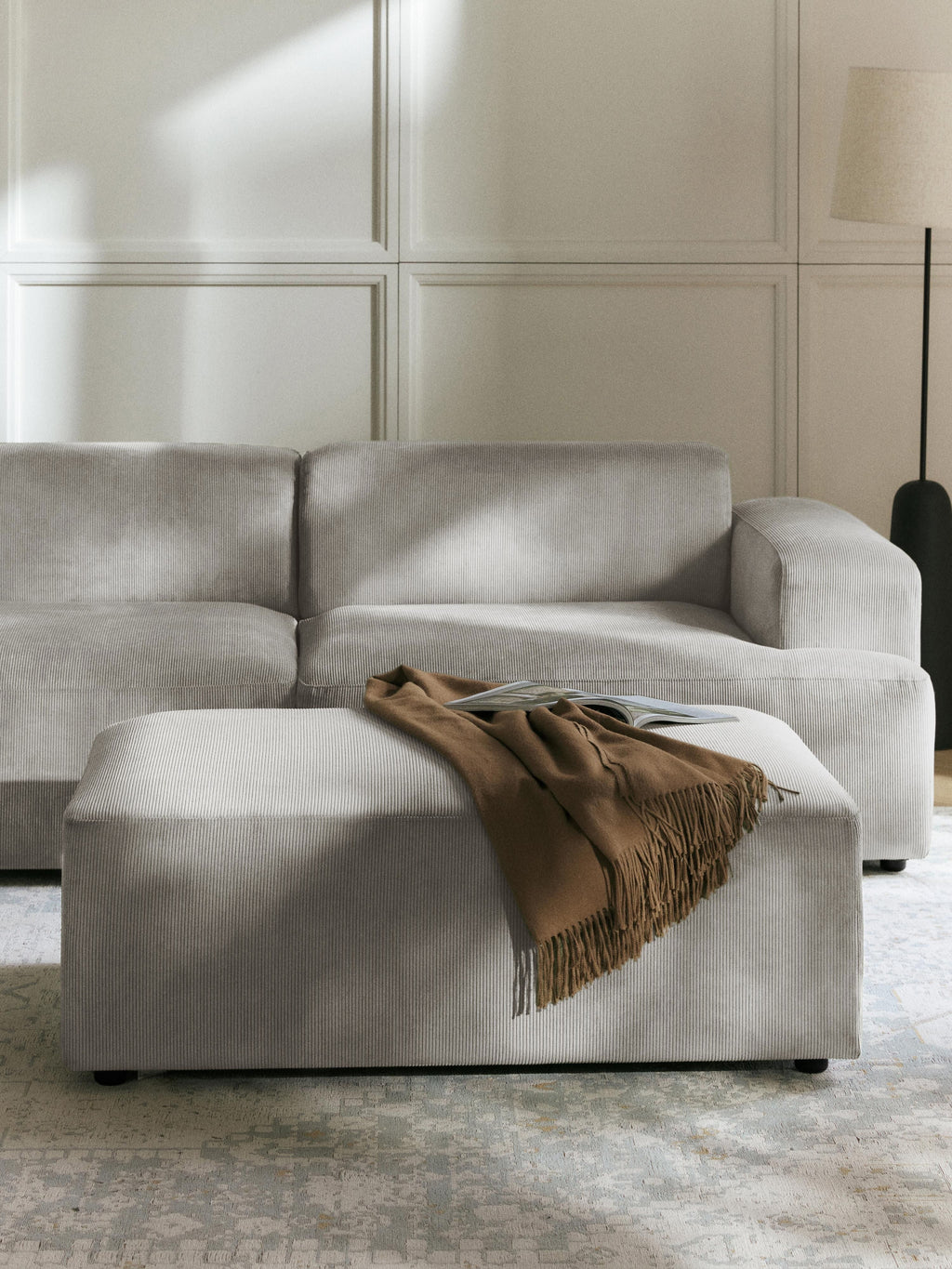 Melva Corduroy XL Ottoman, W 116 x D 72 cm
