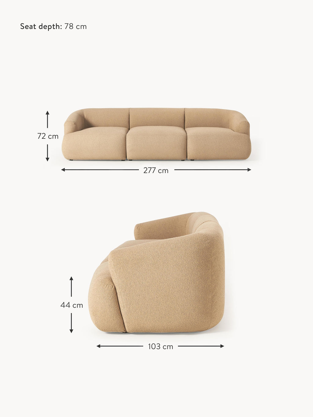 Sofia Modular Bouclé Sofa (4-seater)