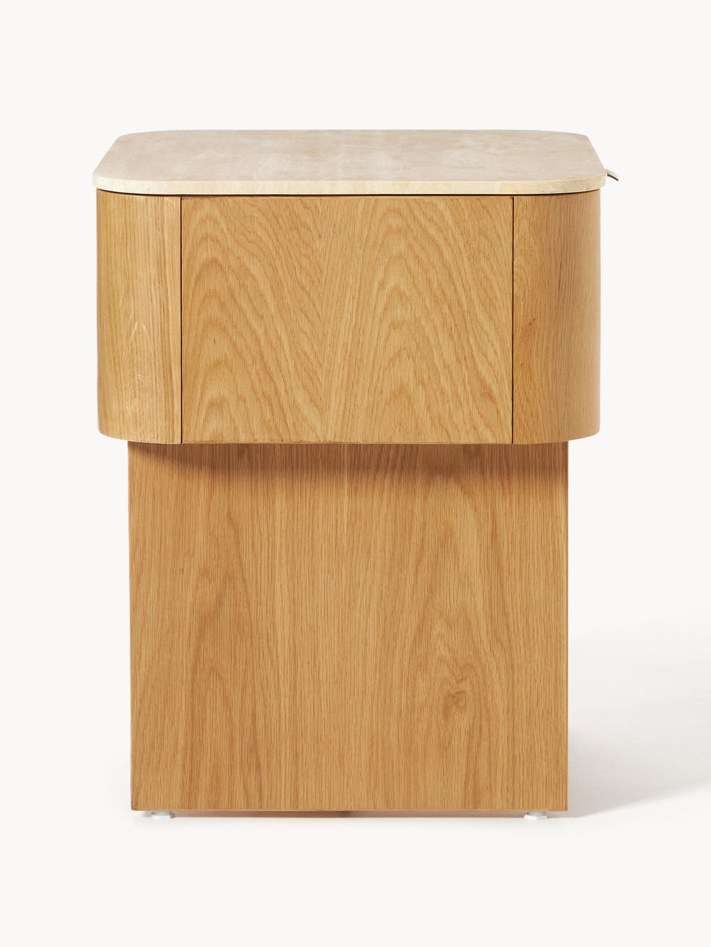 Zumi Wooden Bedside Table with Travertine Table Top