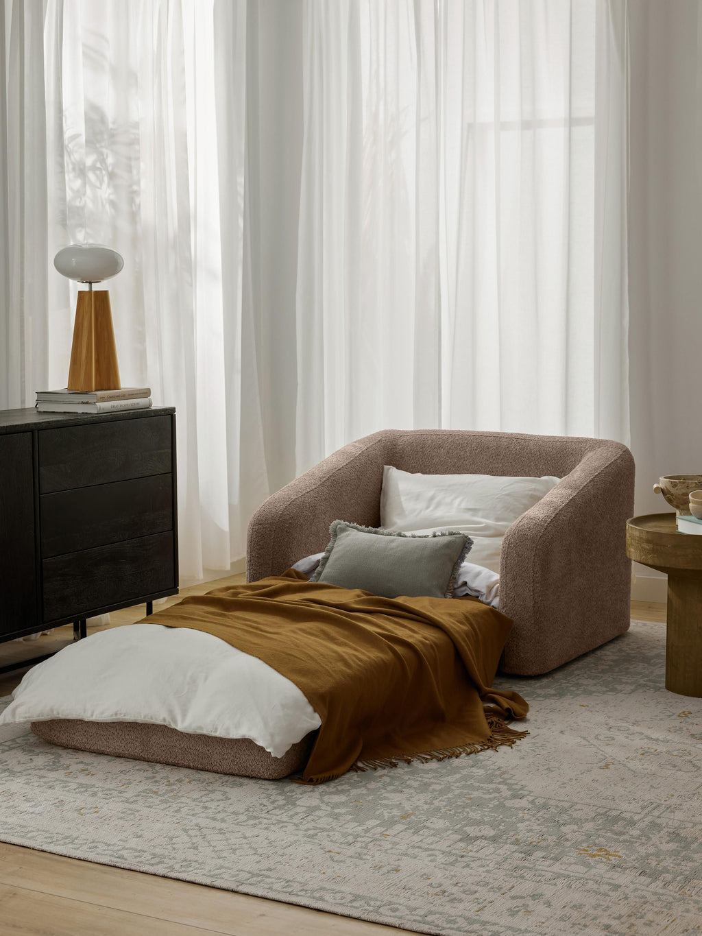 Eliot Teddy Bouclé Armchair Bed