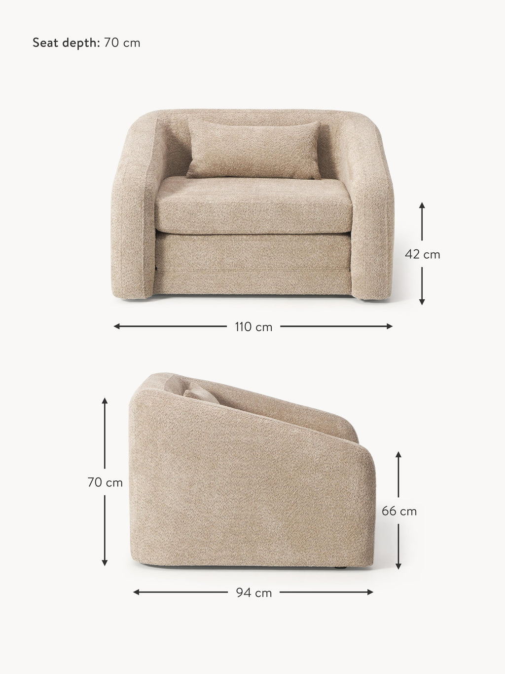 Eliot Teddy Bouclé Armchair Bed