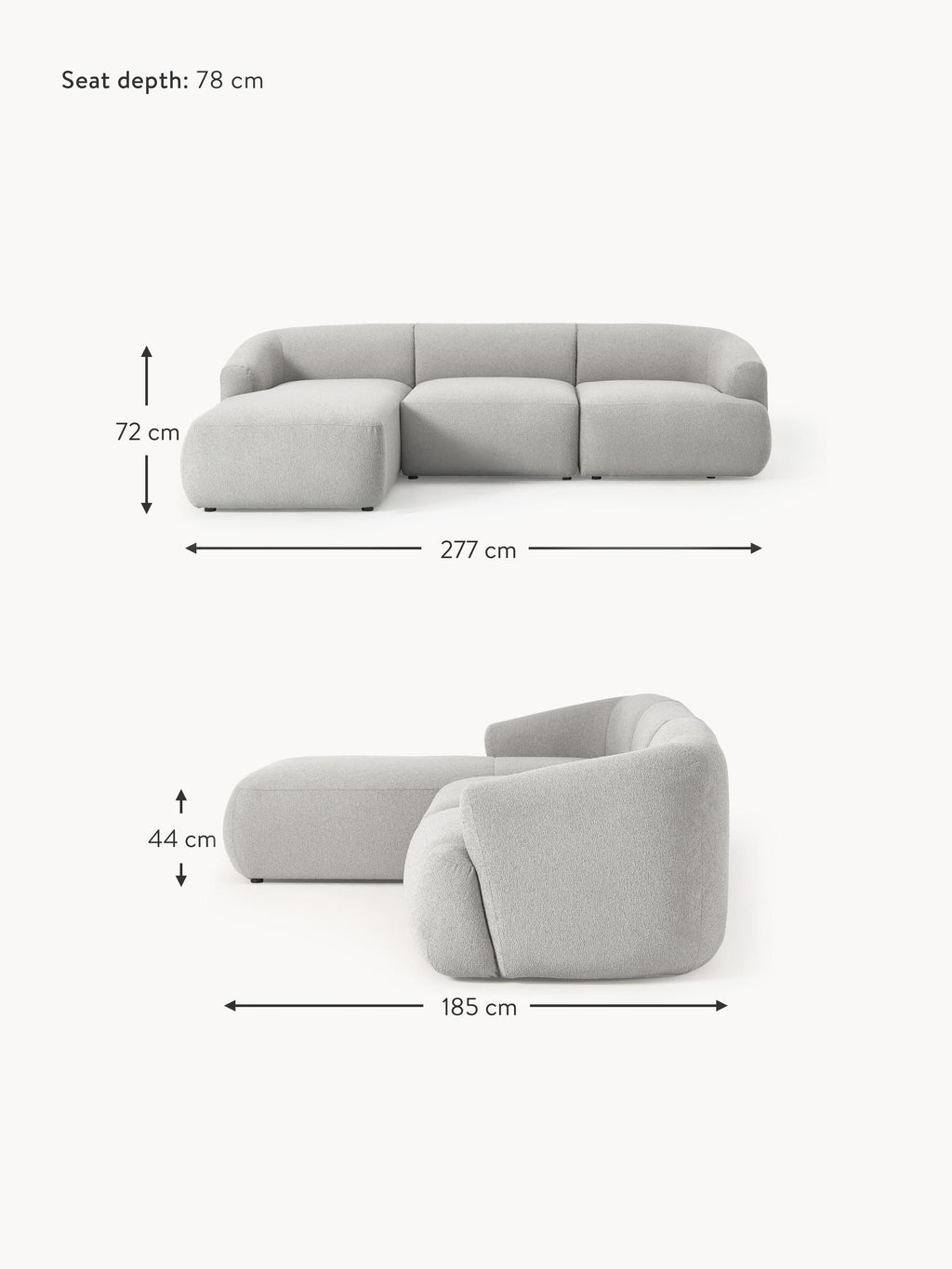 Sofia Modular Bouclé Corner Sofa (4-seater)