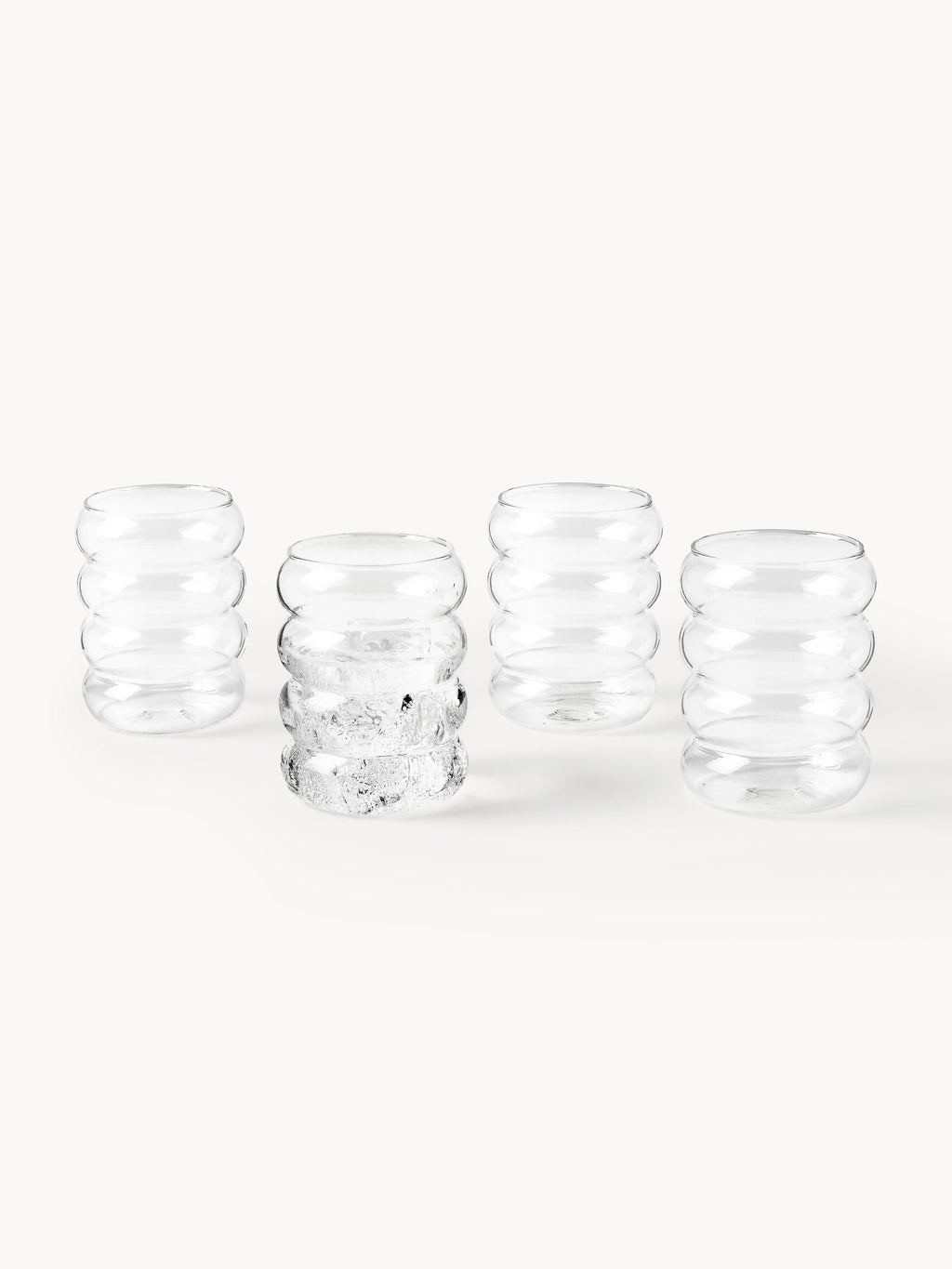 Bubbly Mouth-Blown Borosilicate Tumblers, Set of 4