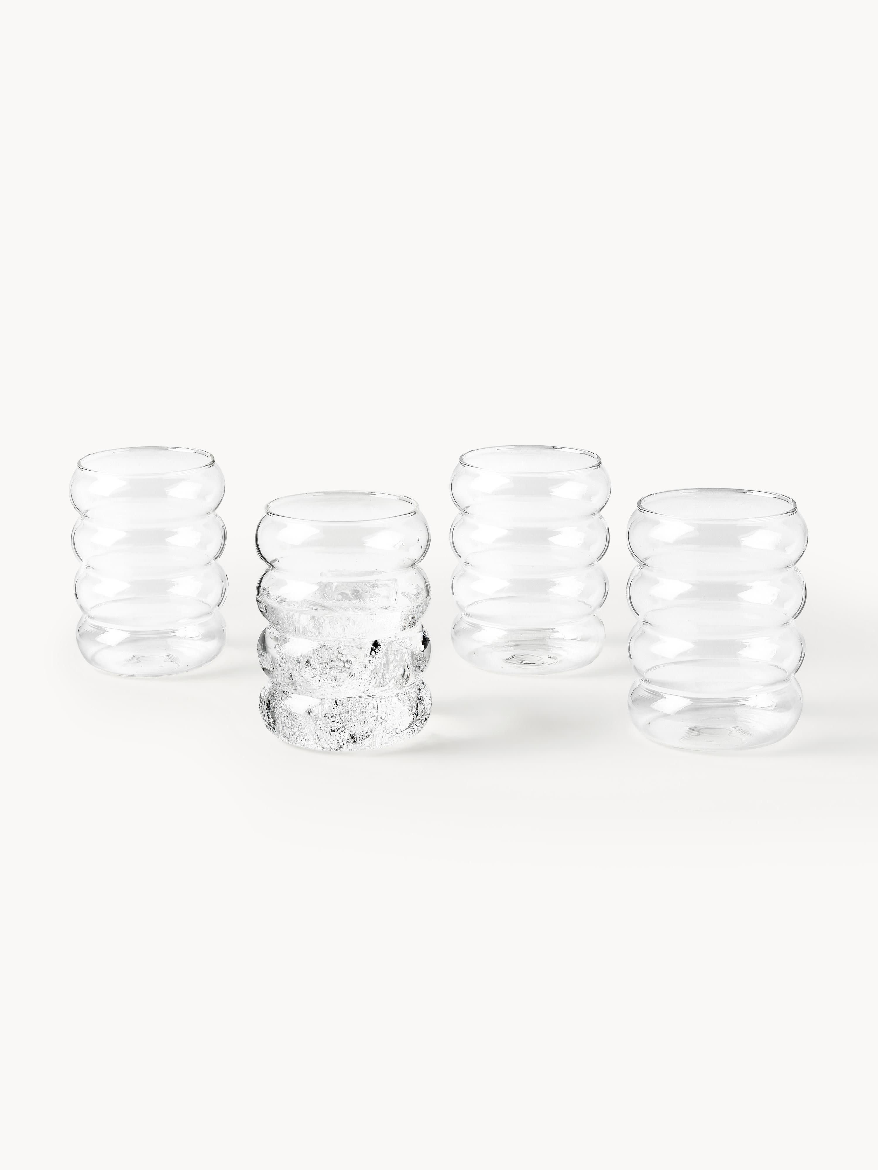 Bubbly Mouth-Blown Borosilicate Tumblers, Set of 4