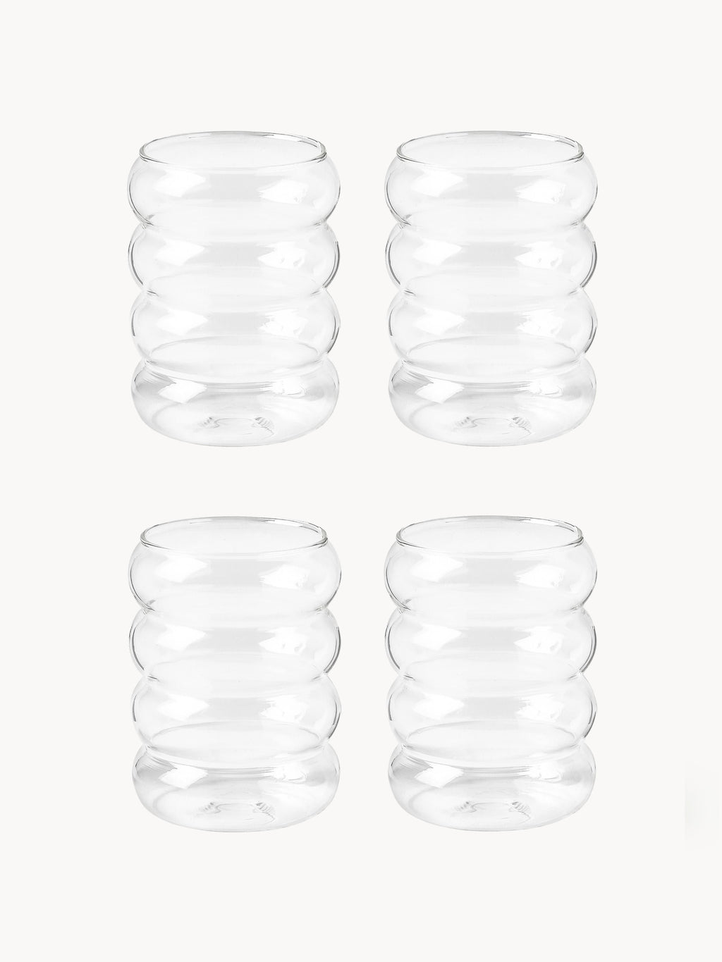 Bubbly Mouth-Blown Borosilicate Tumblers, Set of 4