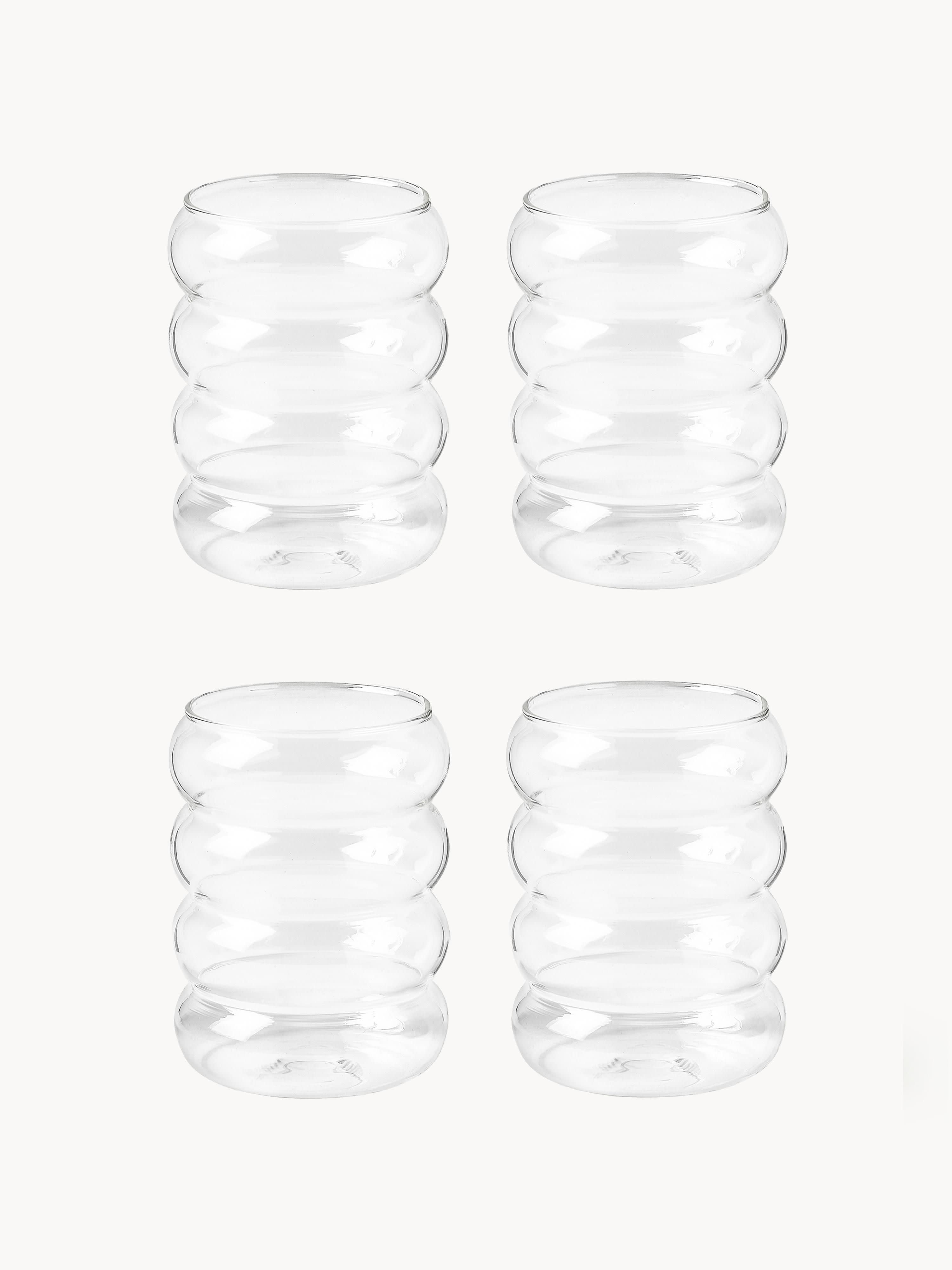Bubbly Mouth-Blown Borosilicate Tumblers, Set of 4