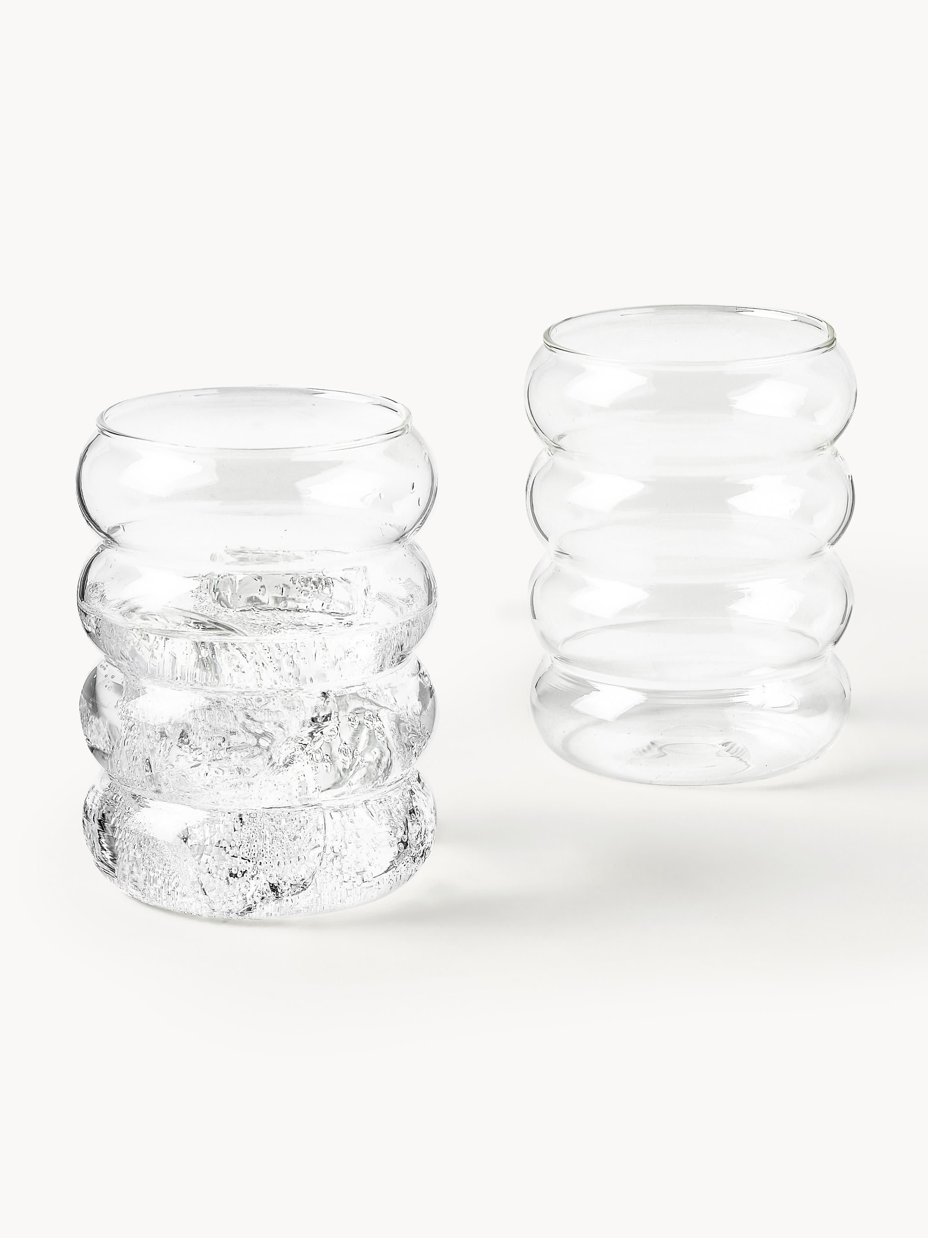 Bubbly Mouth-Blown Borosilicate Tumblers, Set of 4