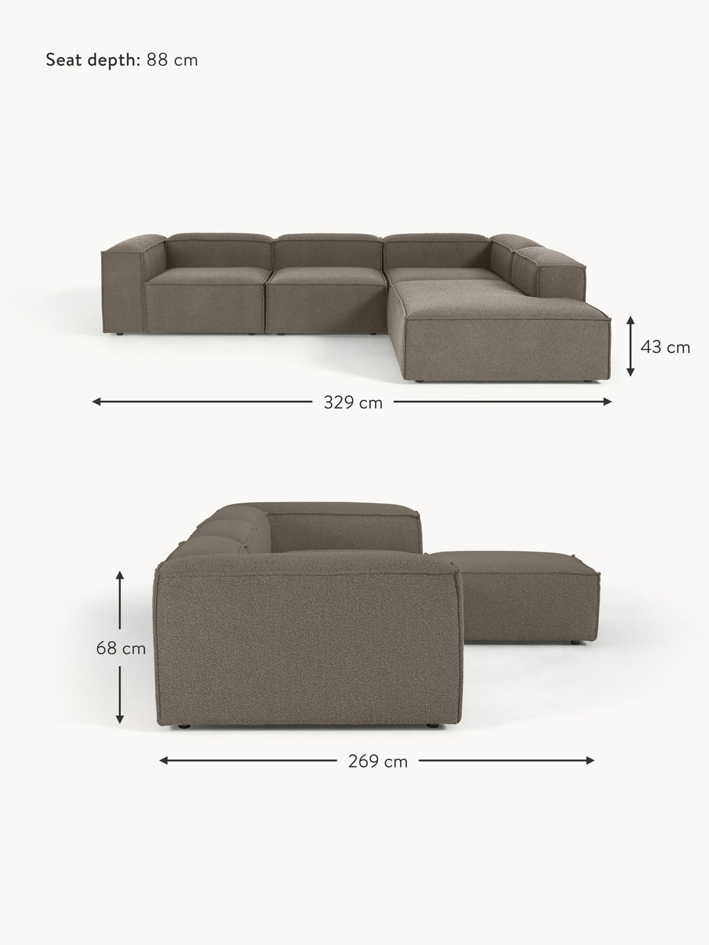Lennon Bouclé Modular Corner Sofa (4-seater)