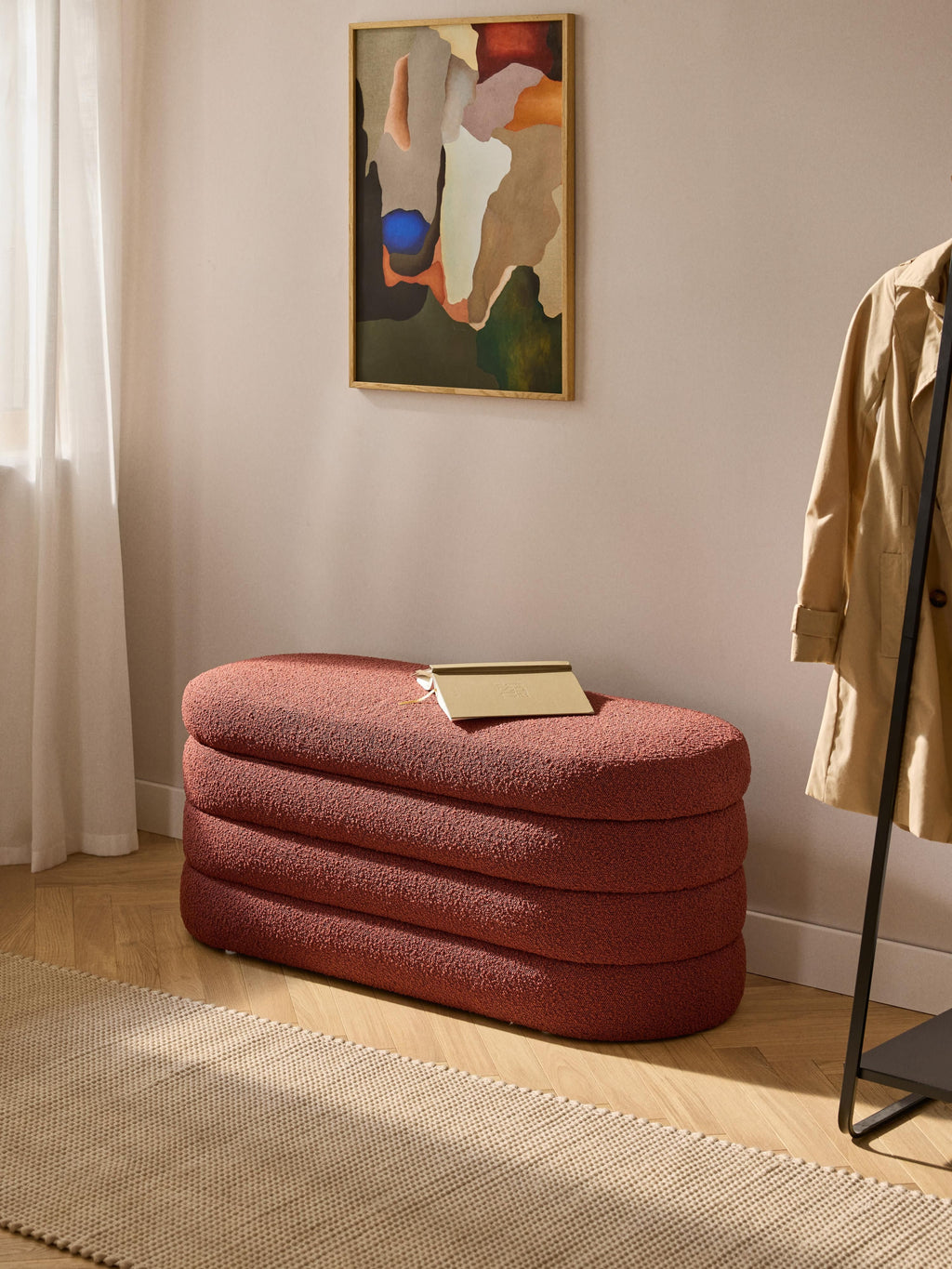 Alto Bouclé Upholstered Bench with Storage Space
