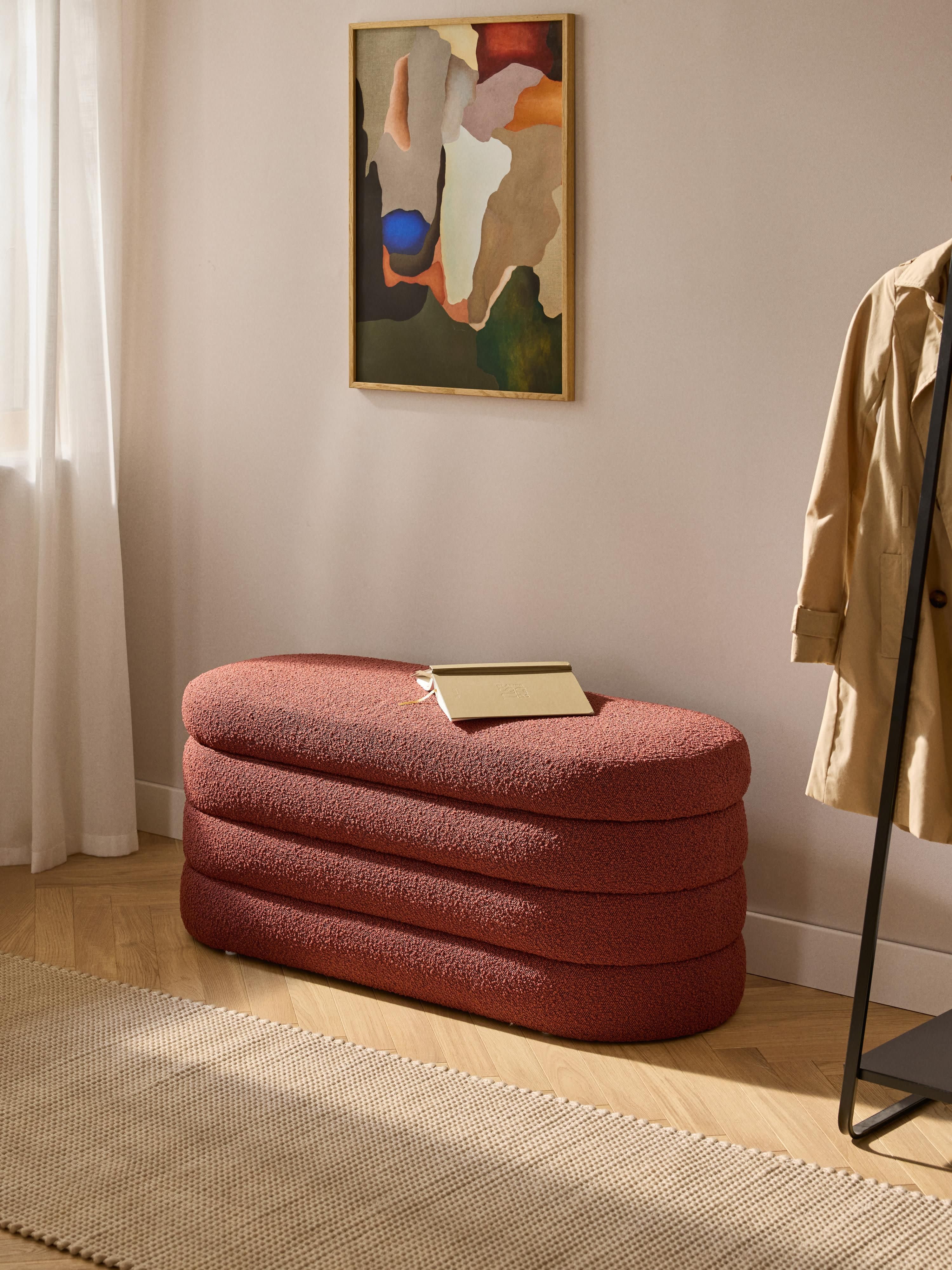 Alto Bouclé Upholstered Bench with Storage Space