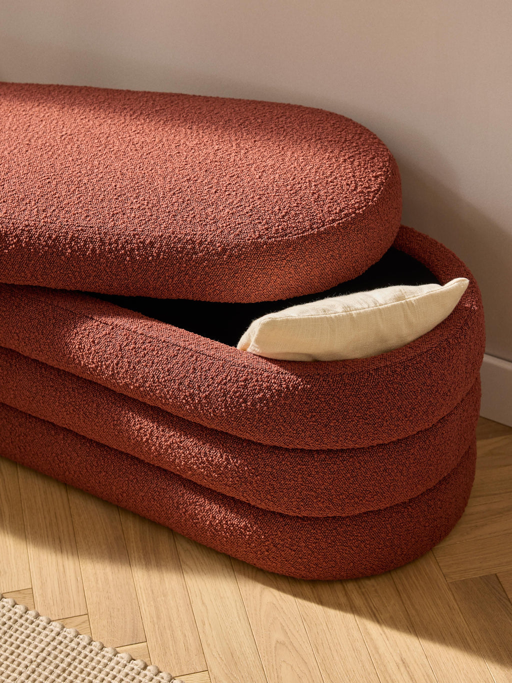 Alto Bouclé Upholstered Bench with Storage Space