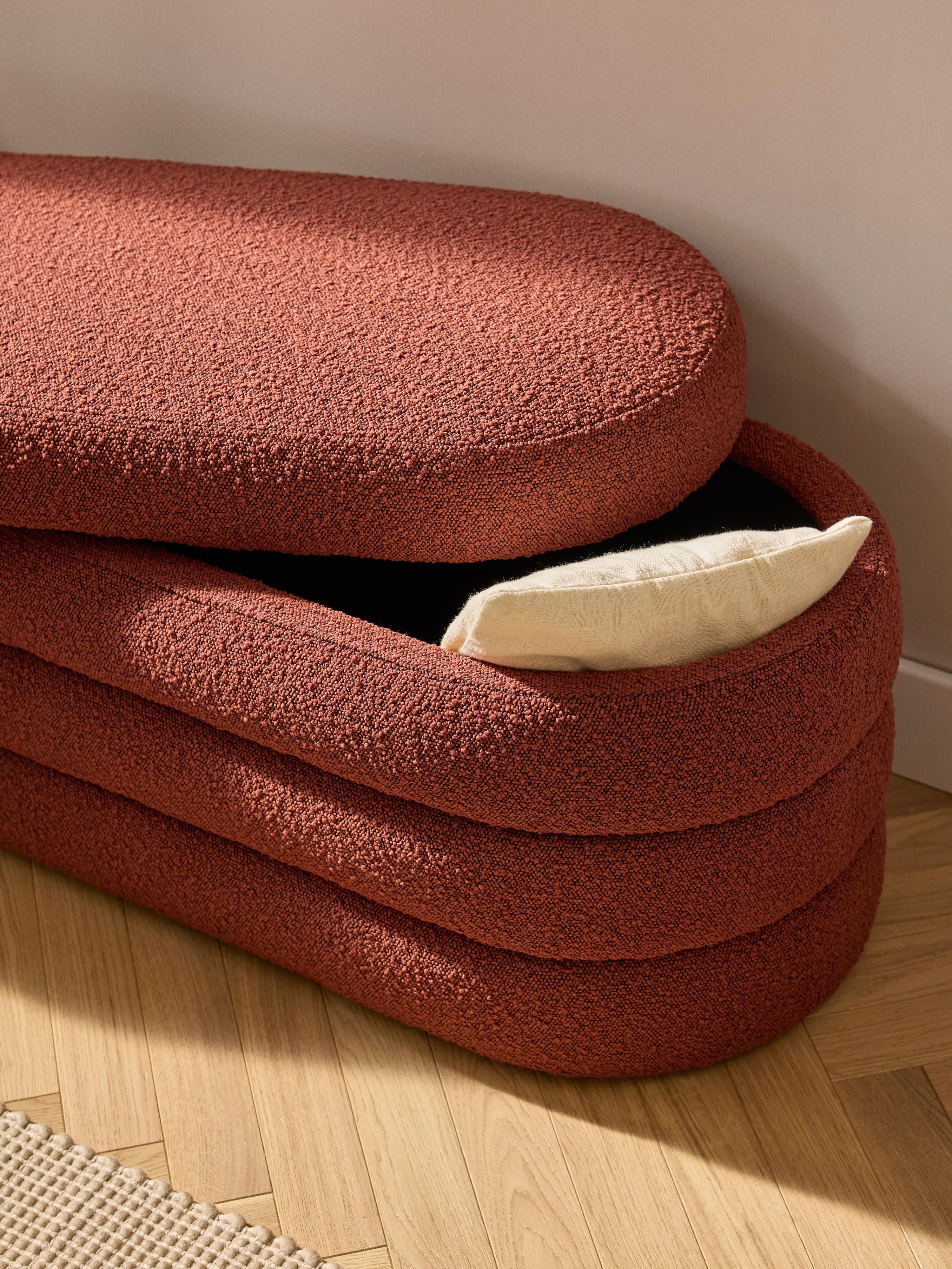 Alto Bouclé Upholstered Bench with Storage Space