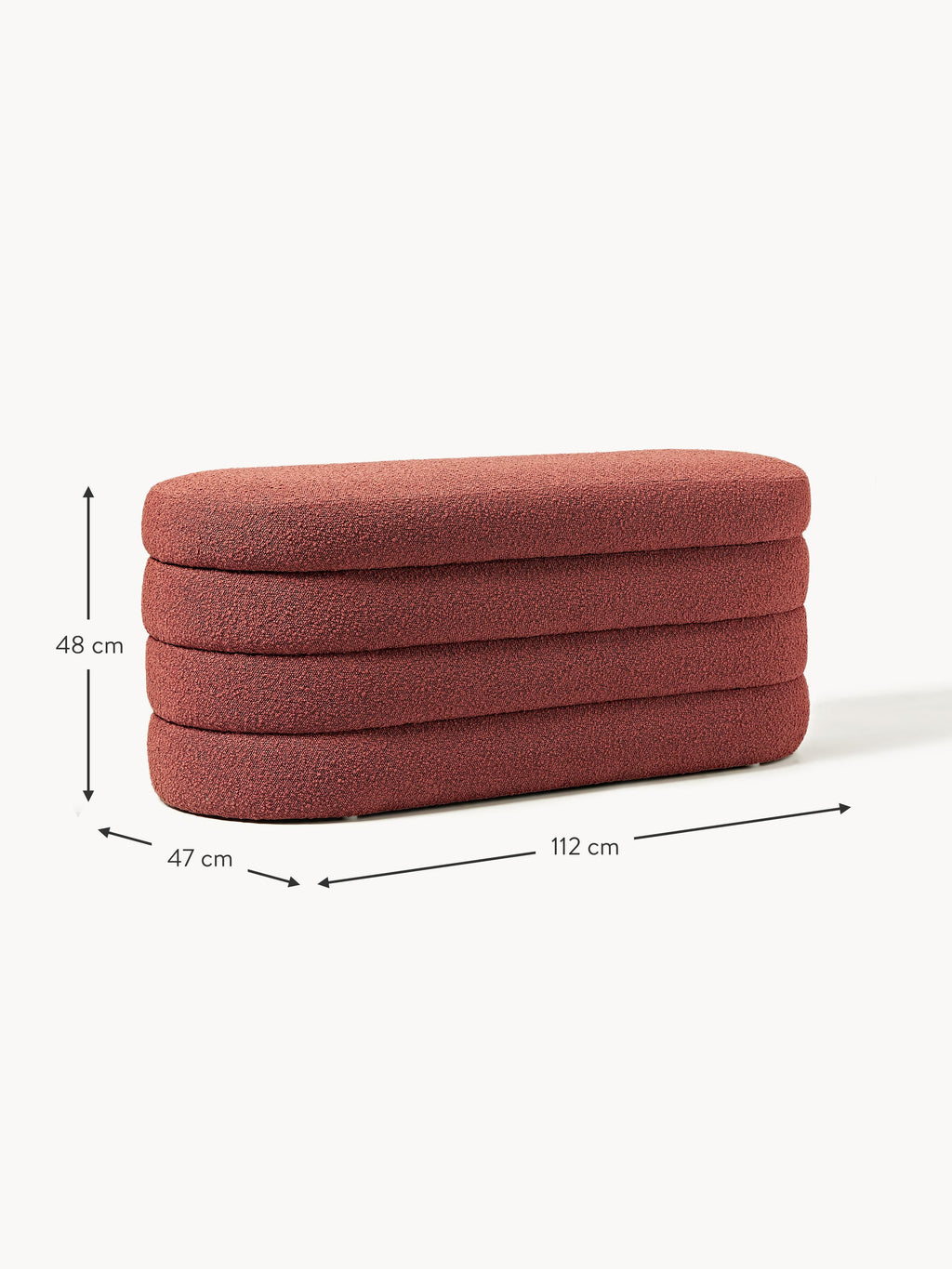 Alto Bouclé Upholstered Bench with Storage Space