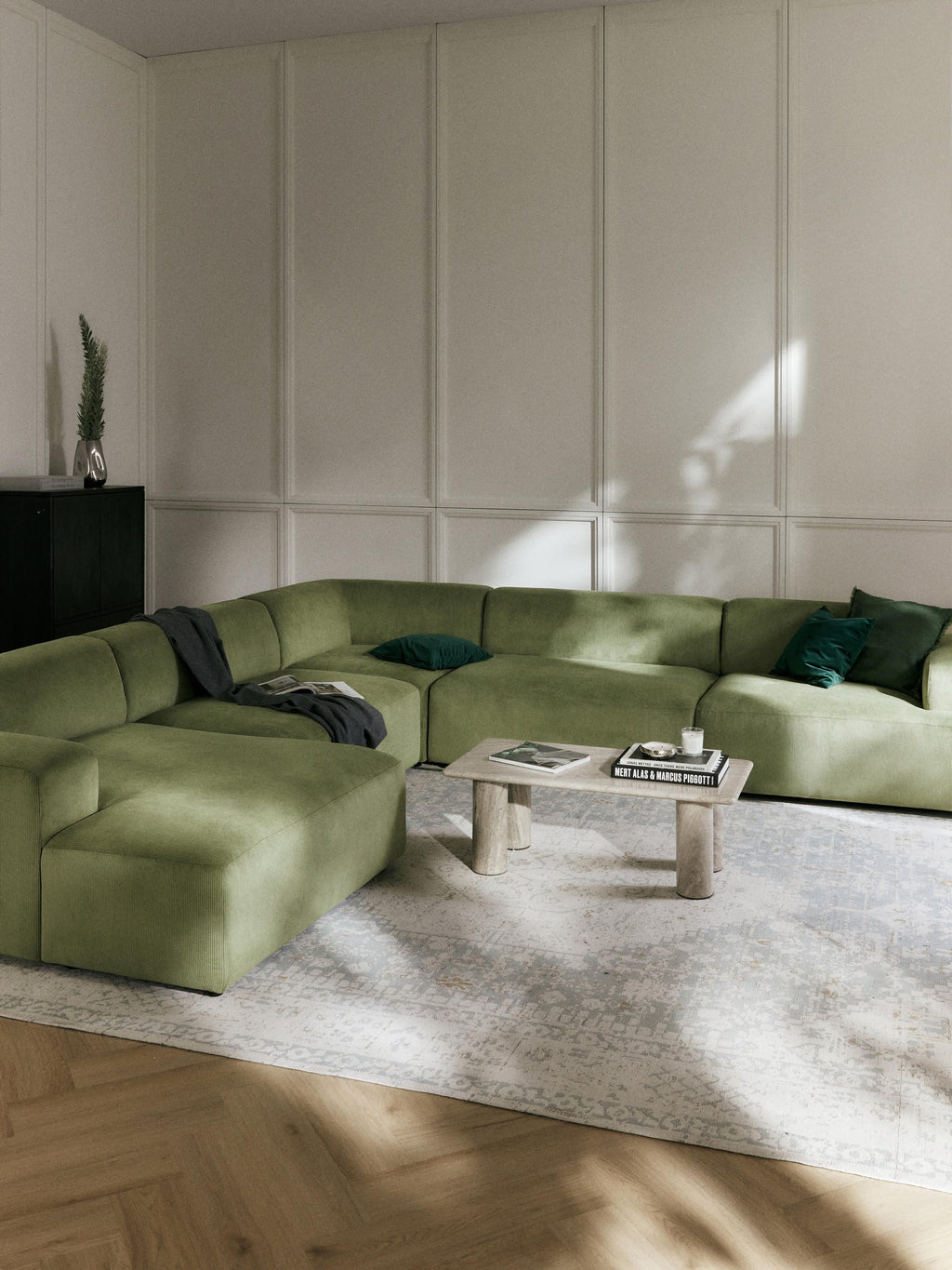 Melva XL Corduroy Corner Sofa