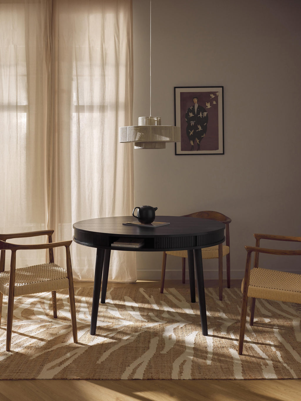 Calary Round Dining Table with Storage Space, in various sizes