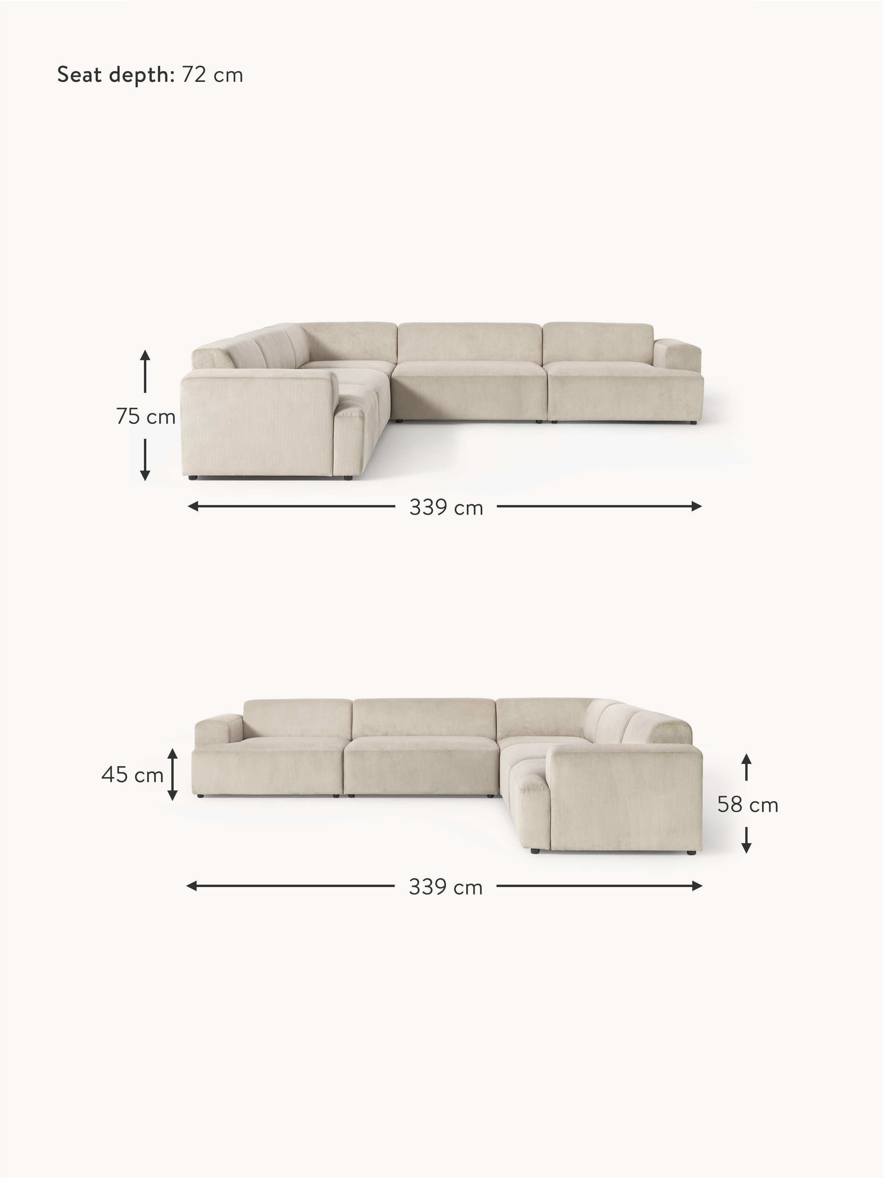 Melva Corduroy Corner Sofa (4-seater)