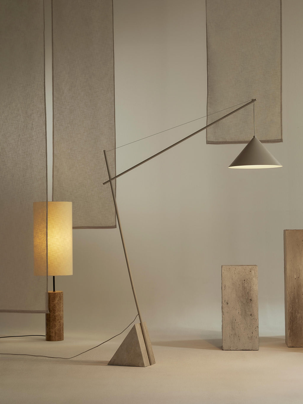 Reyna Large Reading Lamp with Travertine Base