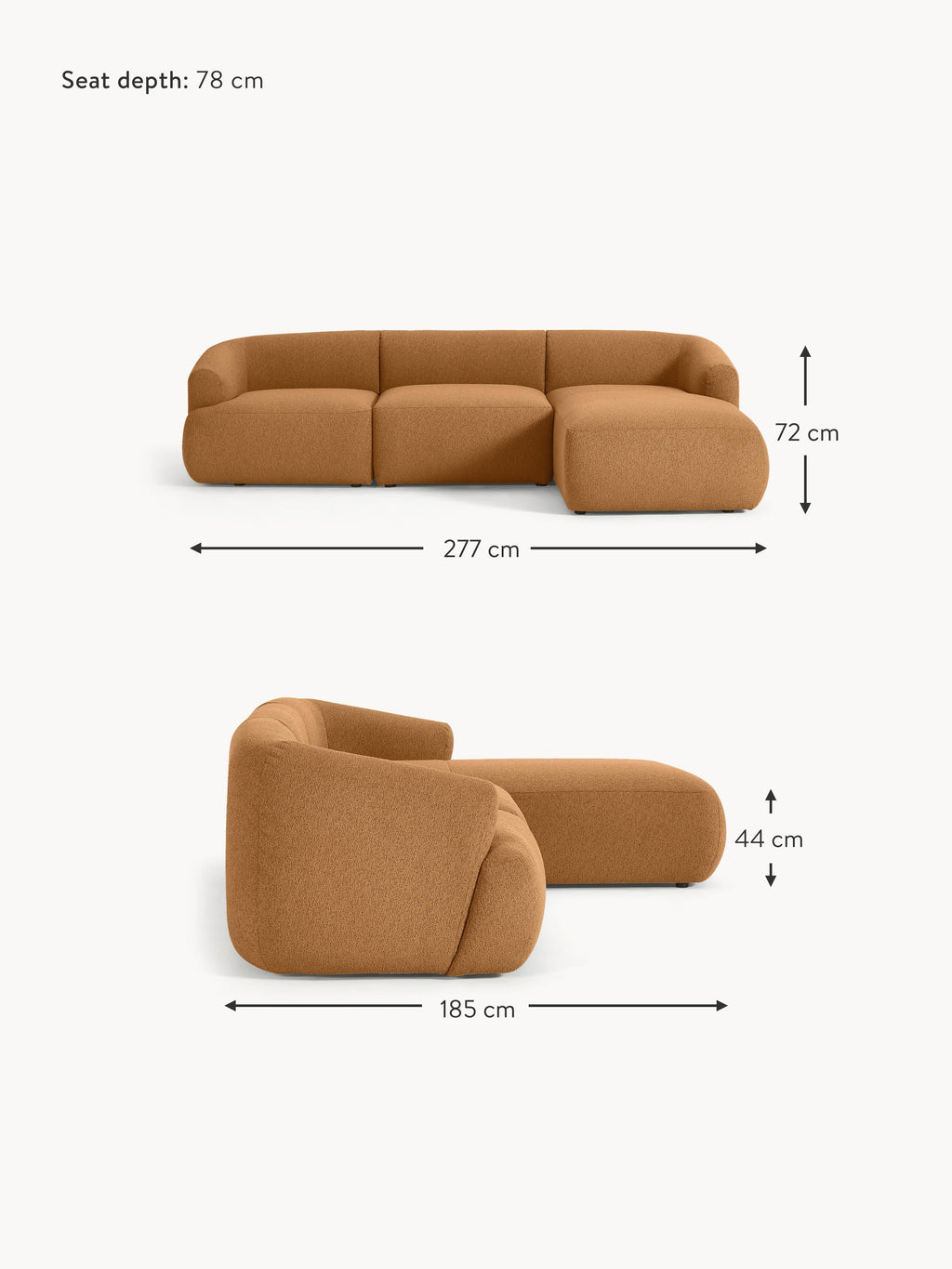 Sofia Modular Bouclé Corner Sofa (4-seater)