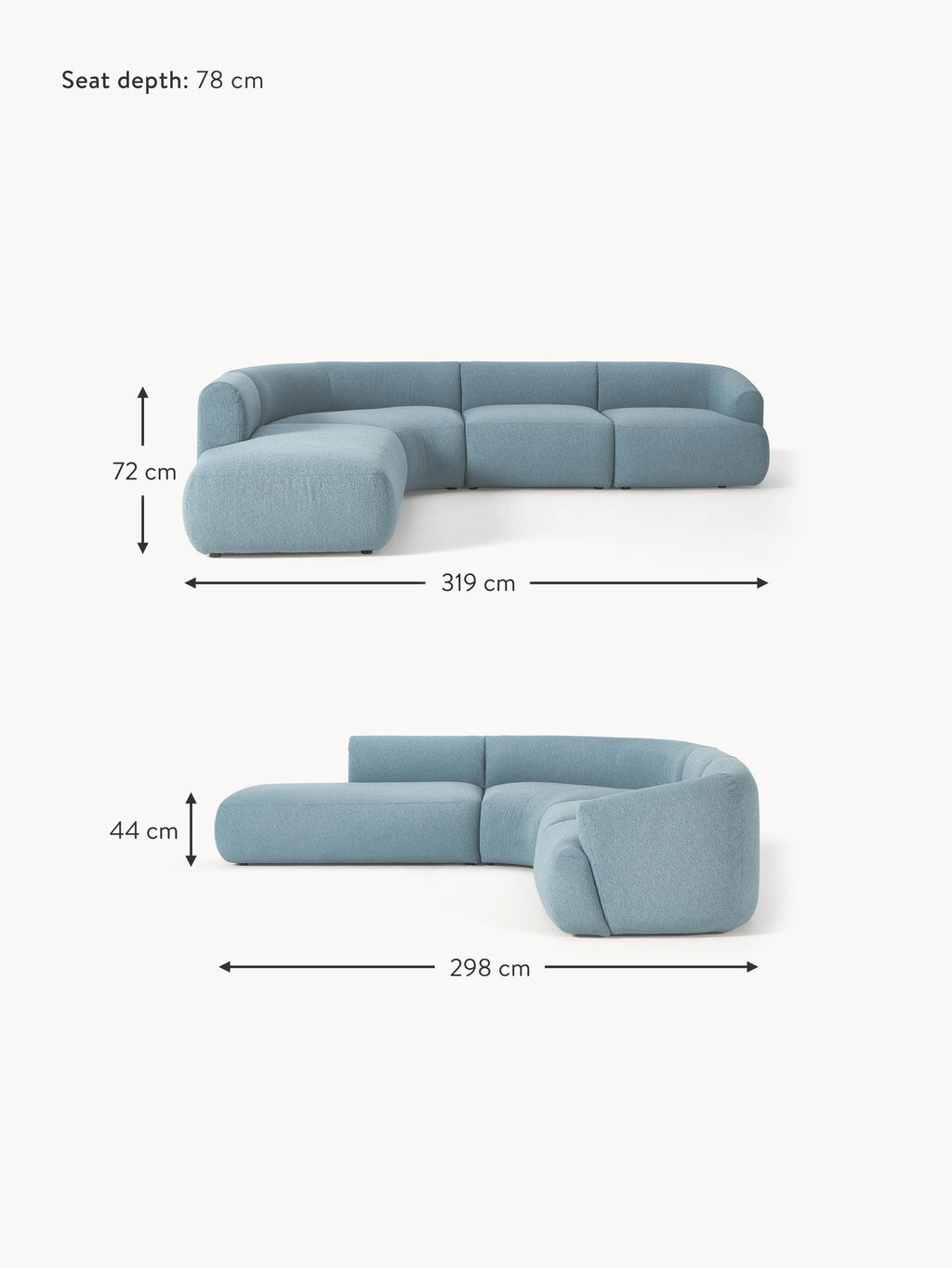 Sofia Modular Bouclé Corner Sofa (4-seater)