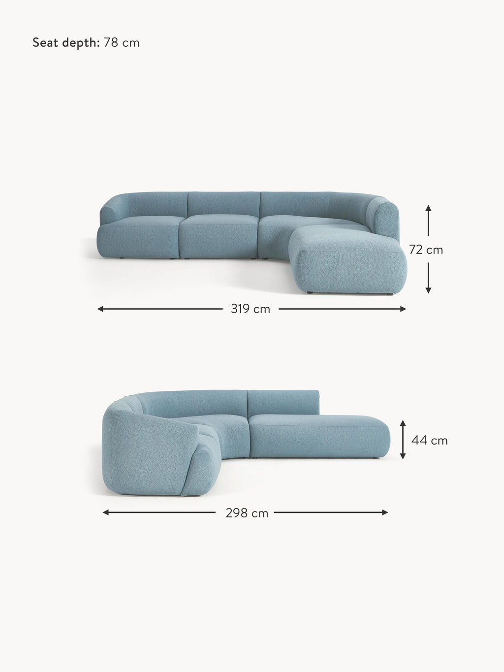 Sofia Modular Bouclé Corner Sofa (4-seater)