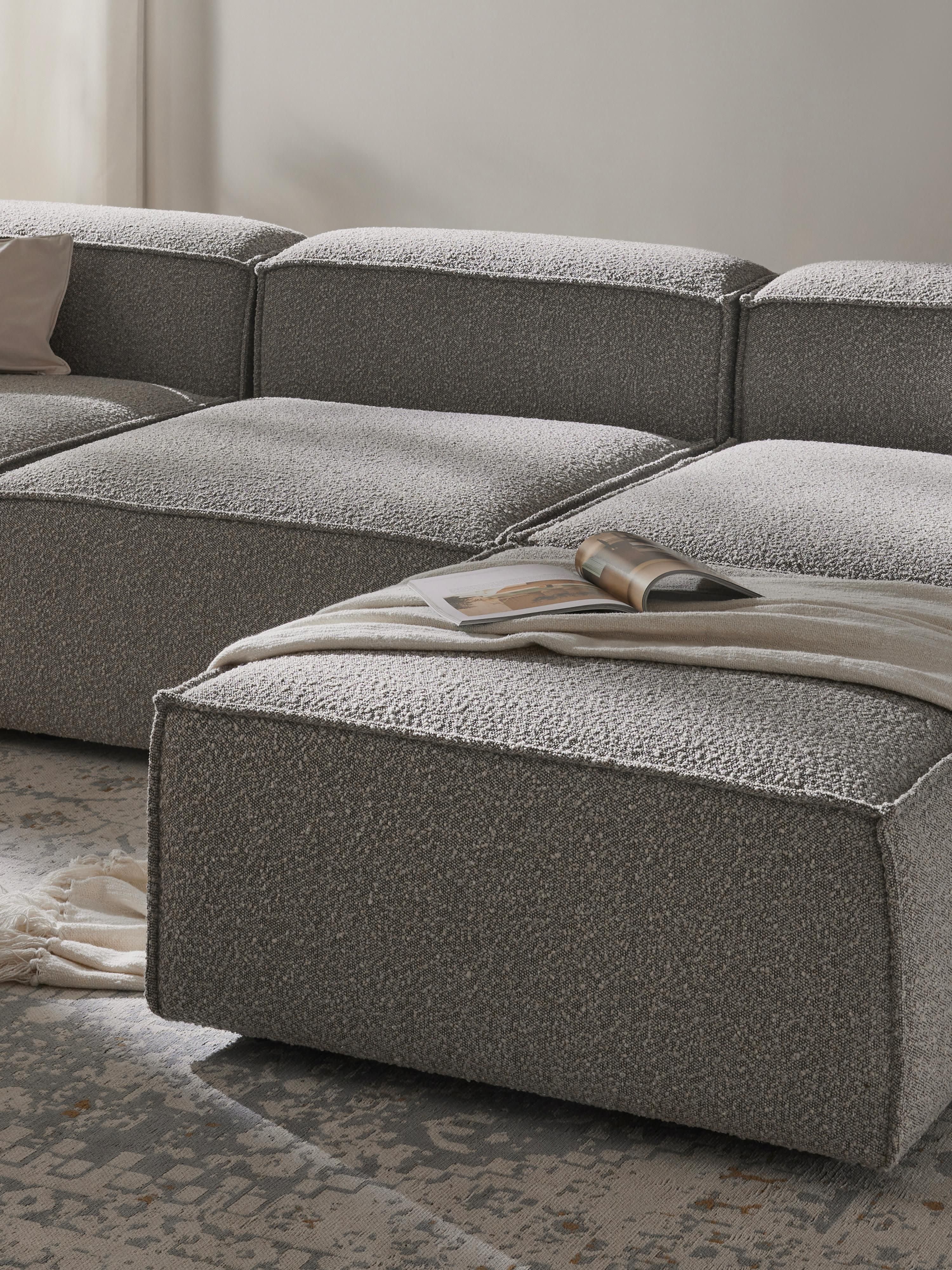 Lennon Bouclé Modular Sofa (4-seater) with Ottoman (left/right)