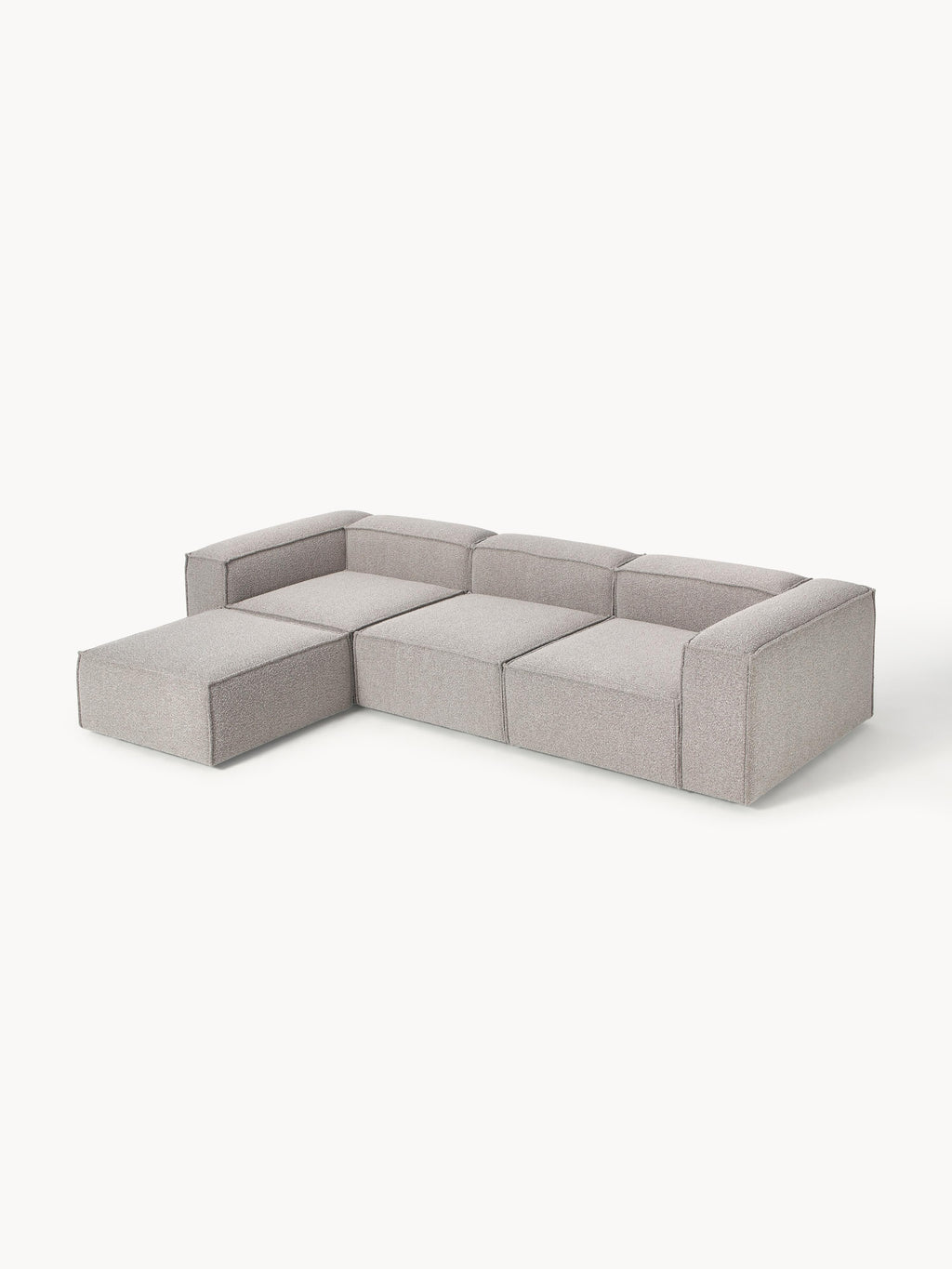 Lennon Bouclé Modular Sofa (4-seater) with Ottoman (left/right)