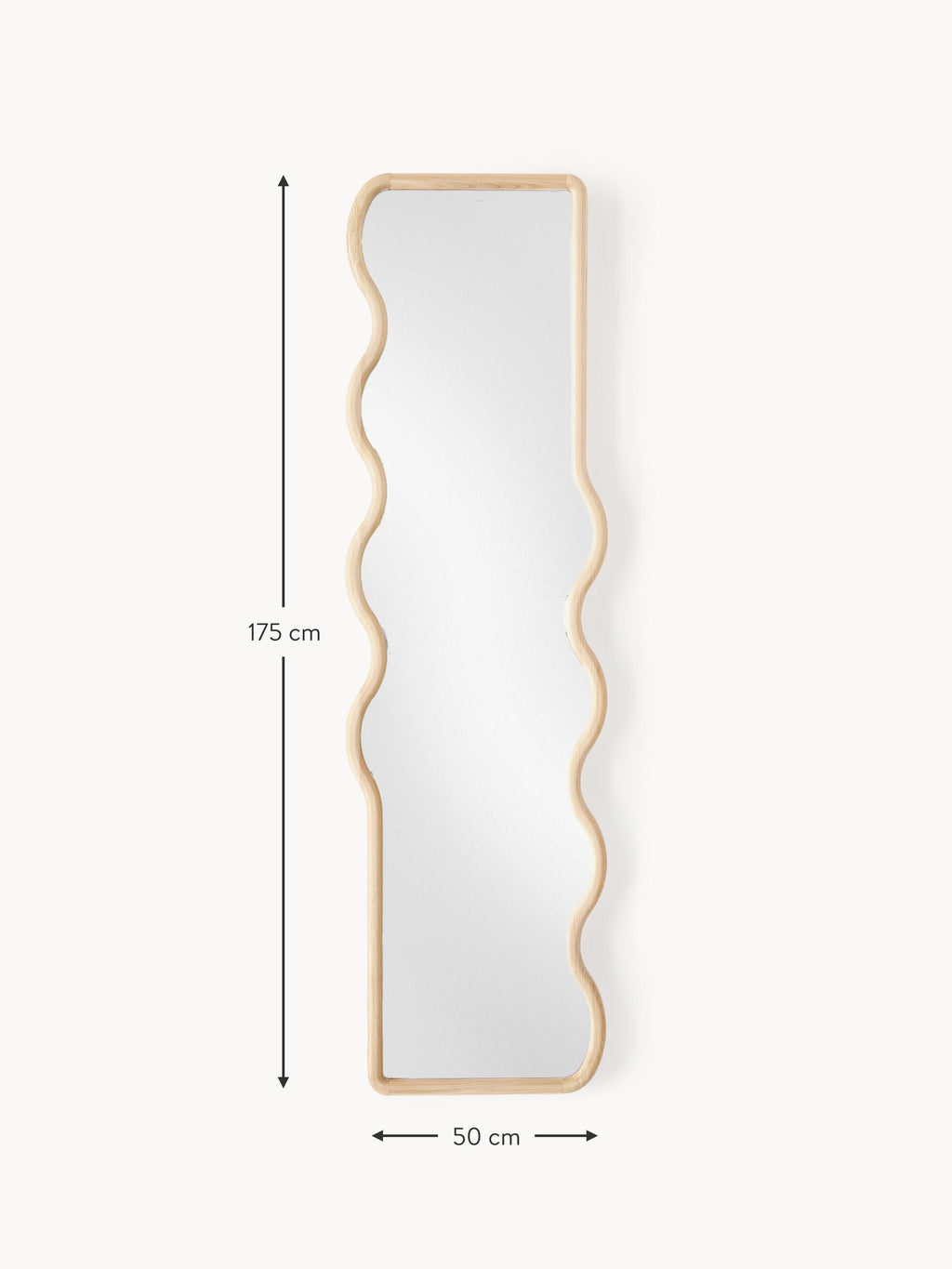 Stream Wavy Wooden Full-Length Wall Mirror