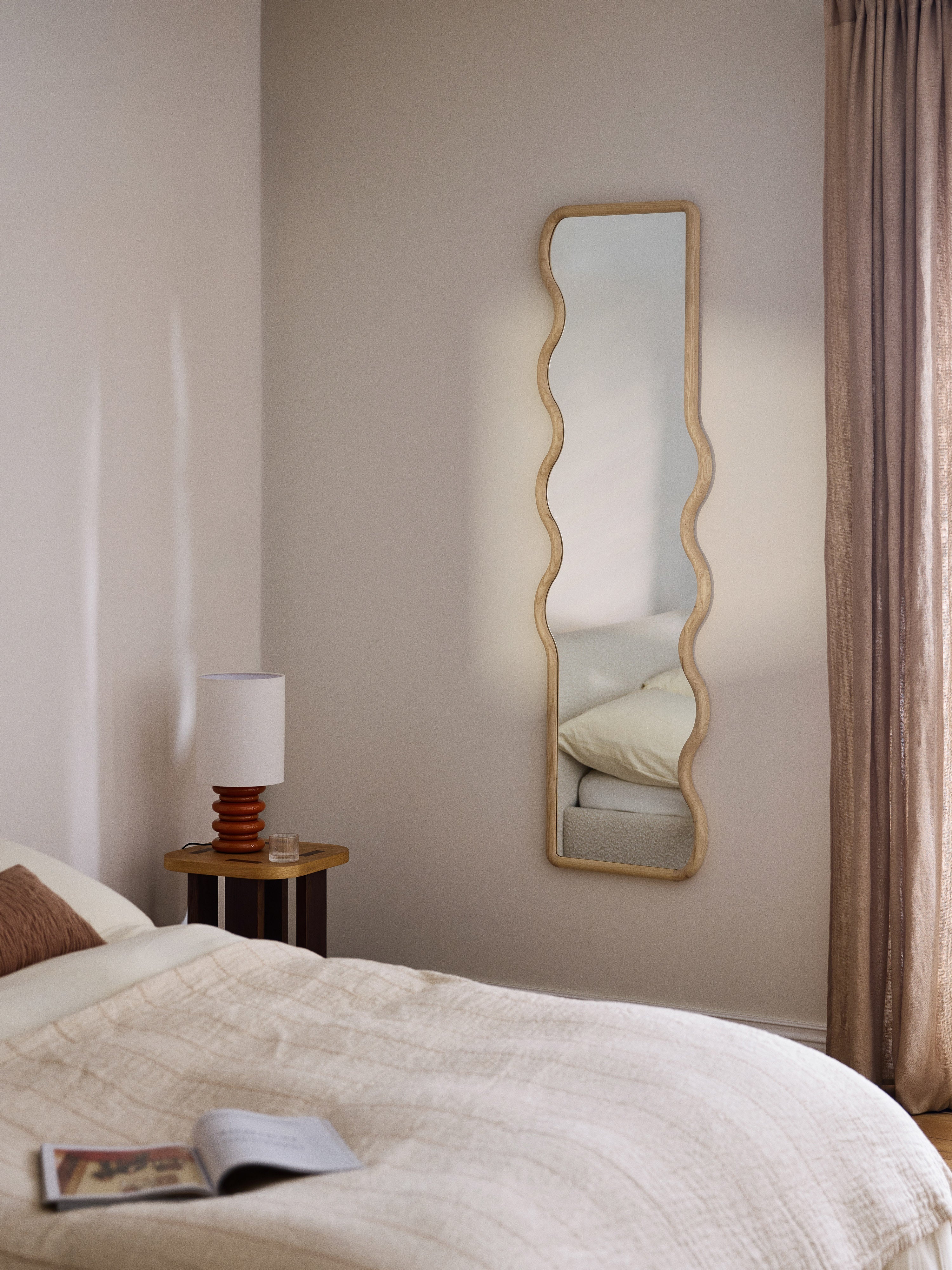 Stream Wavy Wooden Full-Length Wall Mirror