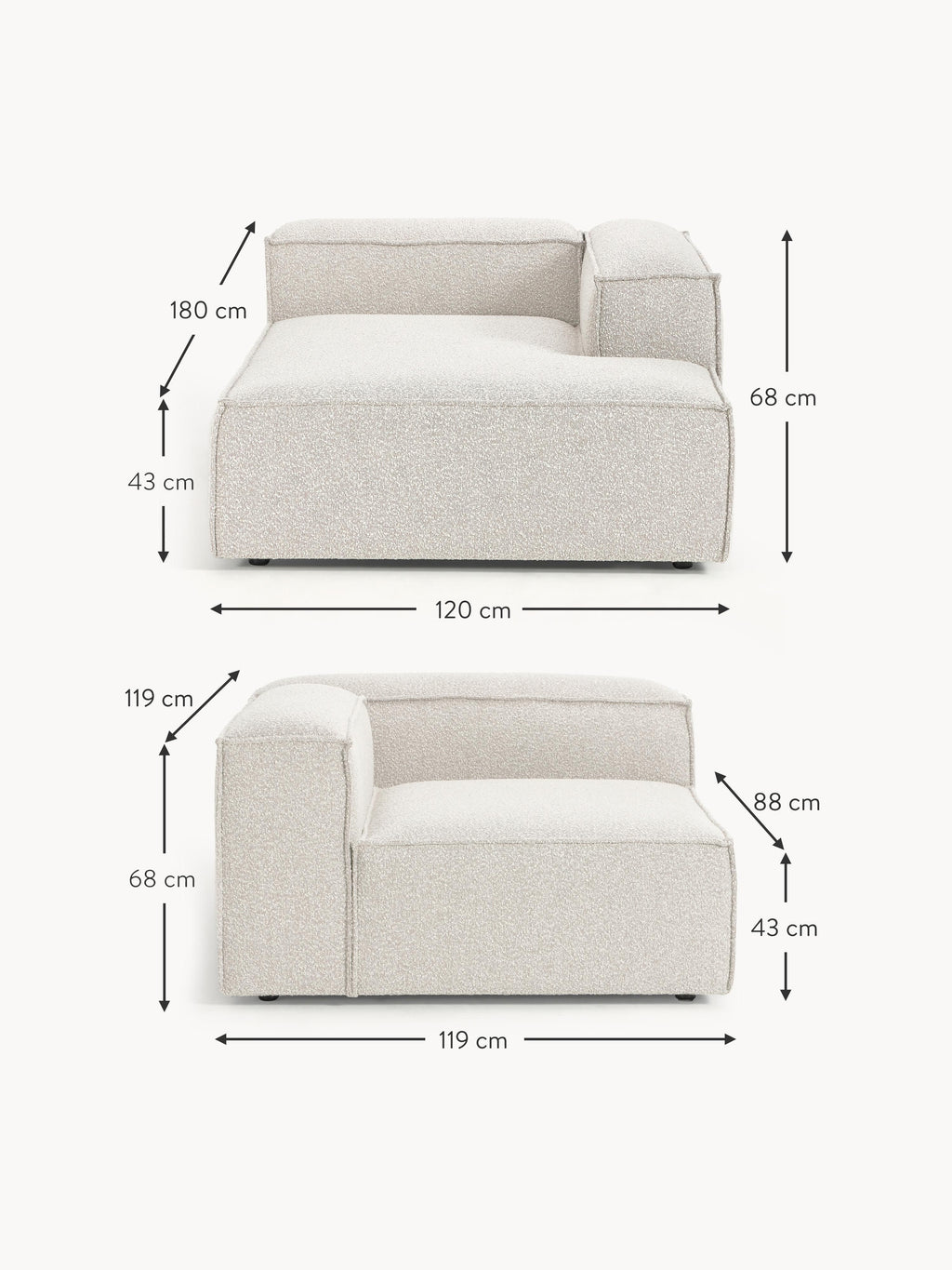 Lennon Bouclé Modular Corner Sofa (3-seater)