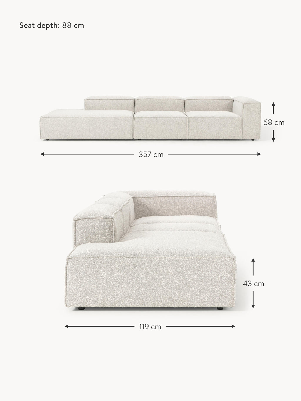 Lennon Bouclé Modular XL Ottoman