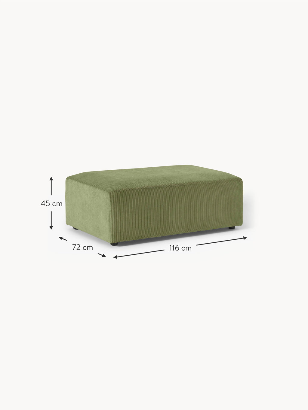 Melva Corduroy XL Ottoman, W 116 x D 72 cm
