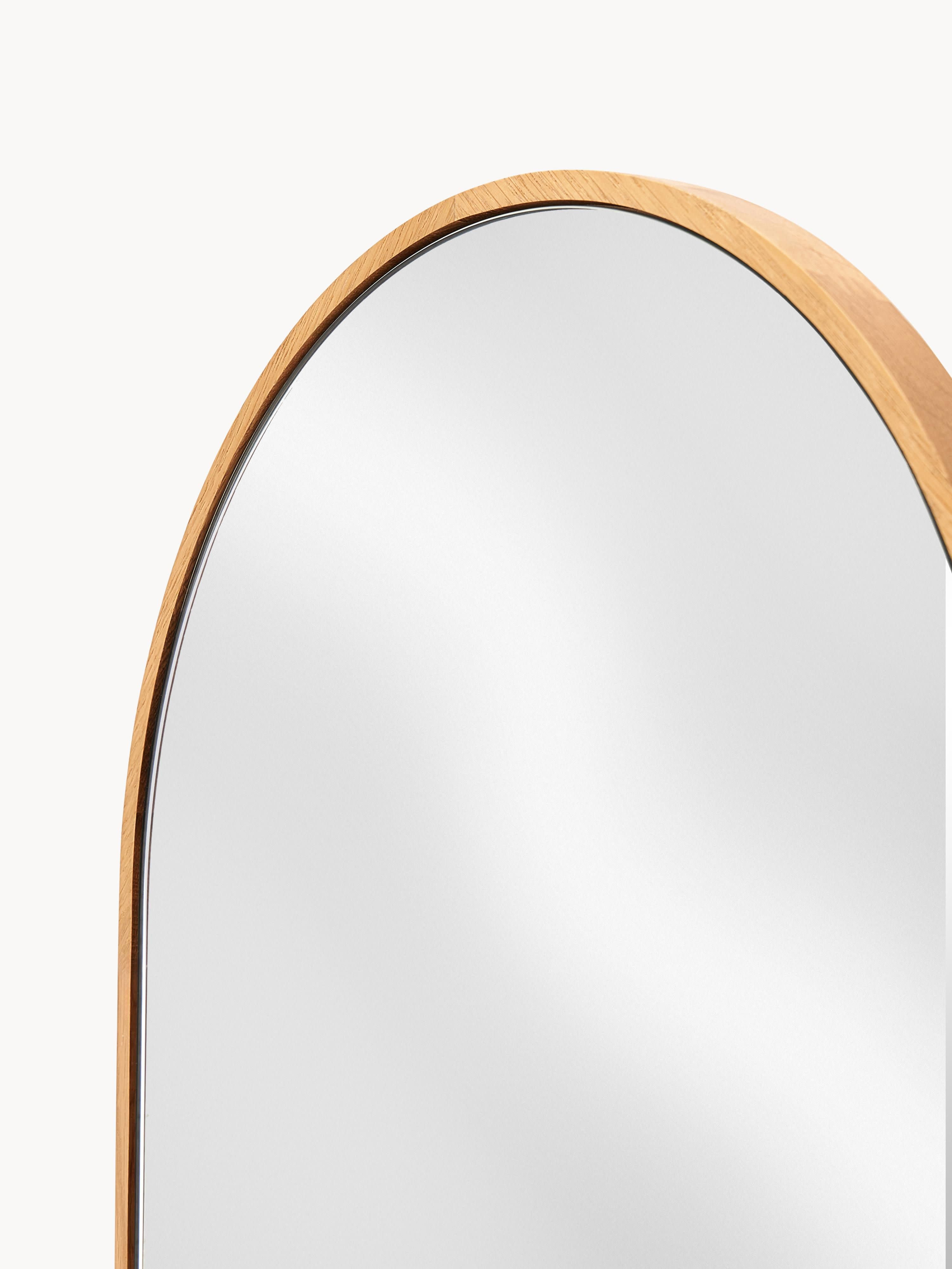 Avery Oval Wall Mirror with Oak Wood Frame