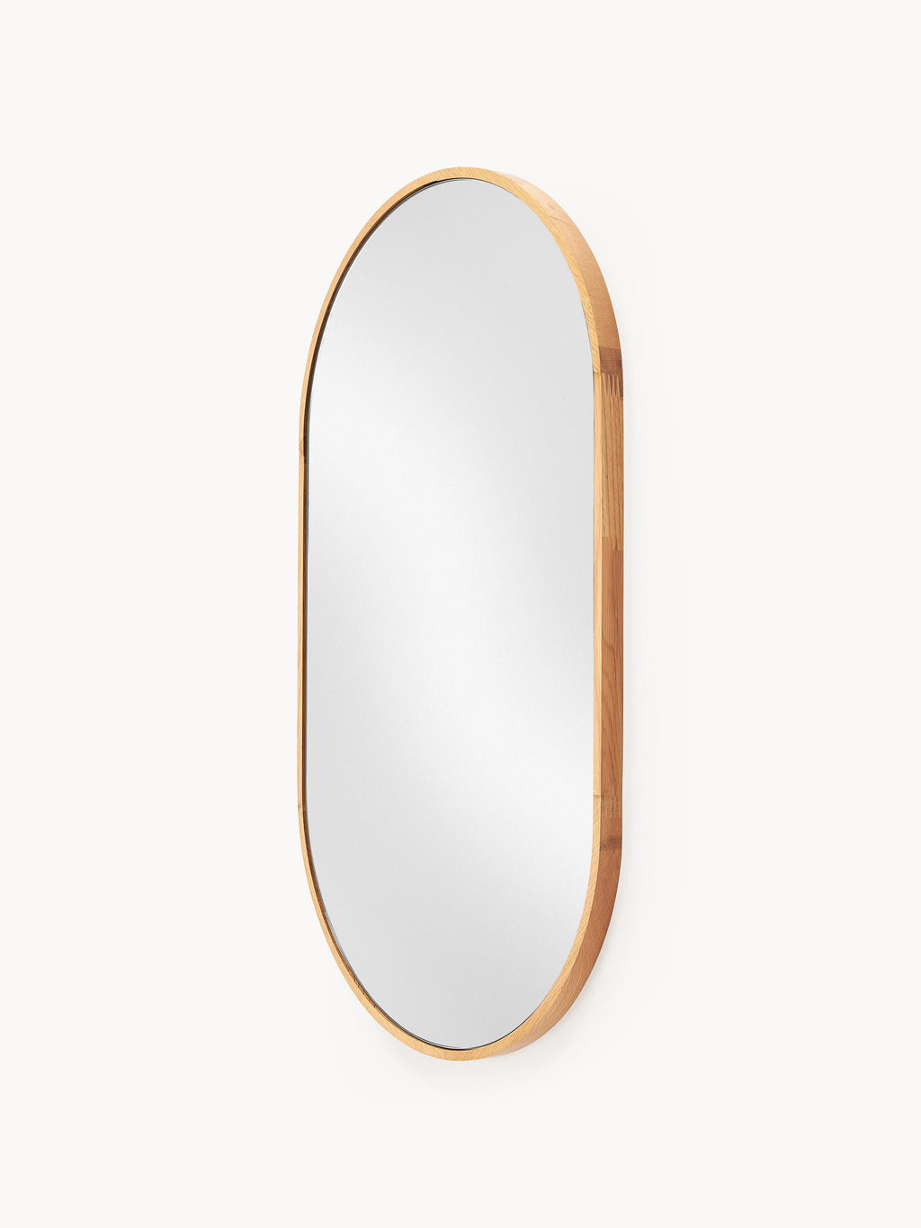 Avery Oval Wall Mirror with Oak Wood Frame
