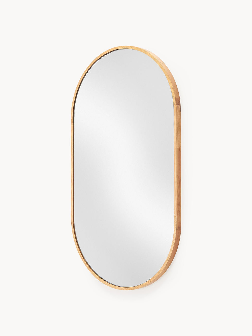 Avery Oval Wall Mirror with Oak Wood Frame