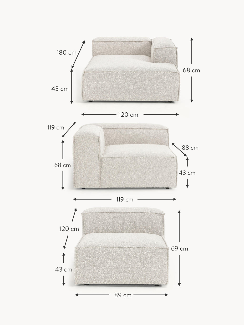 Lennon Bouclé Modular Corner Sofa (4-seater)