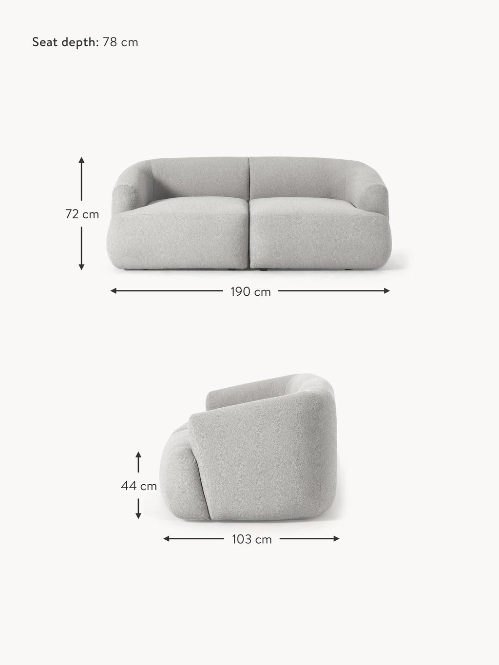 Sofia Modular Bouclé Sofa (2-seater)